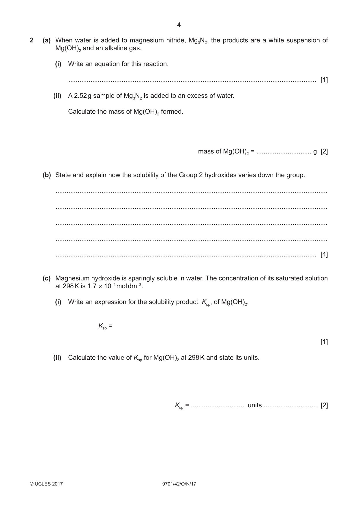 Cambridge A Level Chemistry 9701 2017 Oct/Nov Paper 4 · Variant 2 question paper, page 4 of 20