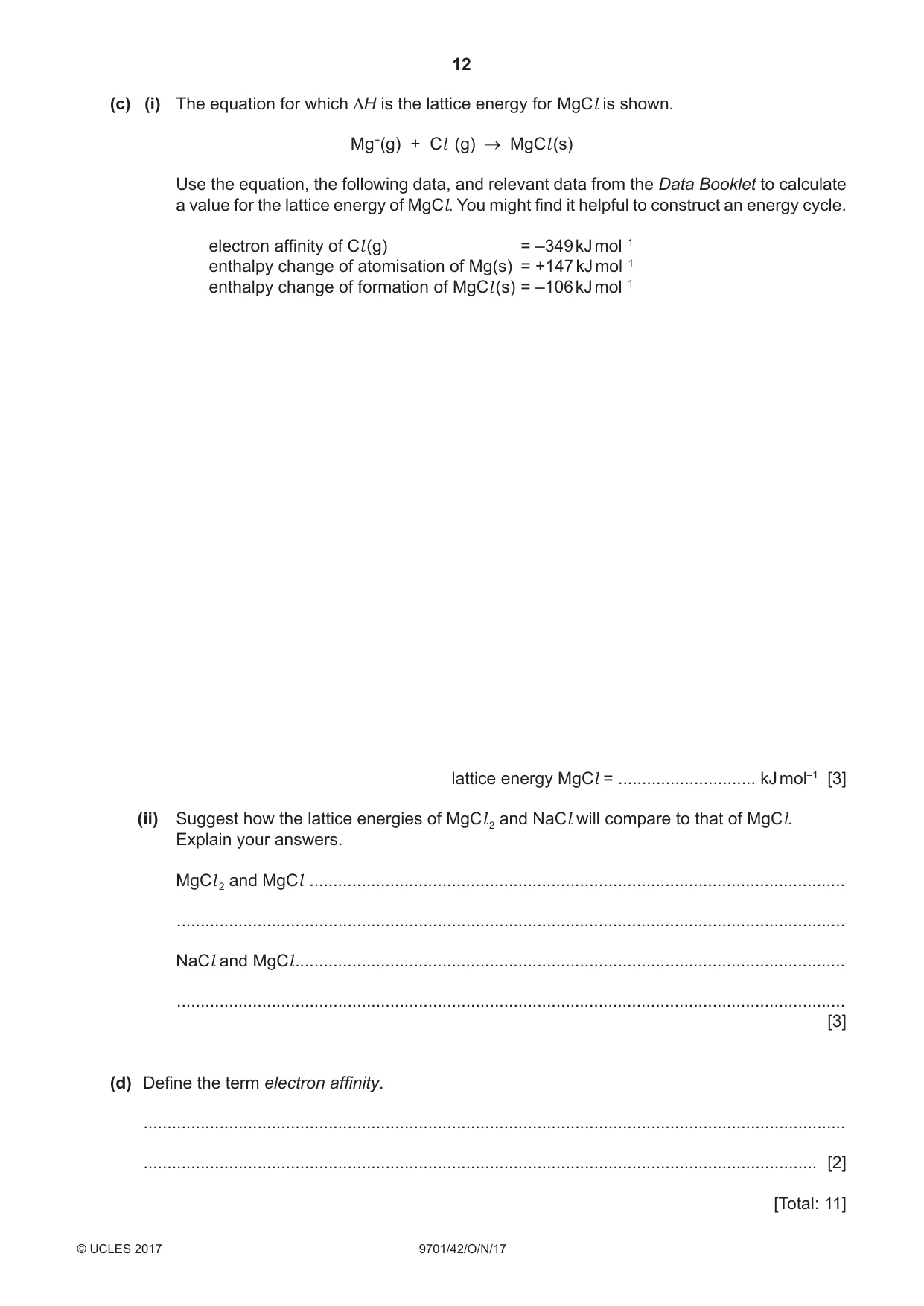 Cambridge A Level Chemistry 9701 2017 Oct/Nov Paper 4 · Variant 2 question paper, page 12 of 20