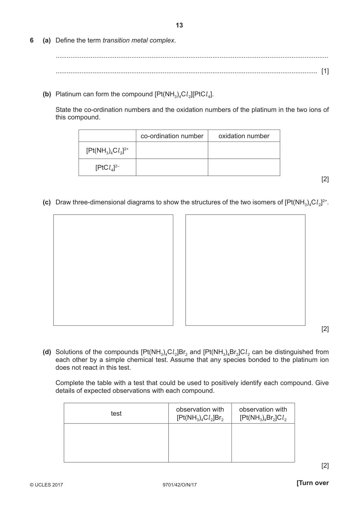 Cambridge A Level Chemistry 9701 2017 Oct/Nov Paper 4 · Variant 2 question paper, page 13 of 20