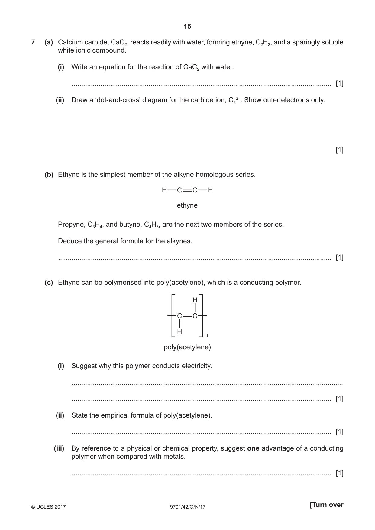 Cambridge A Level Chemistry 9701 2017 Oct/Nov Paper 4 · Variant 2 question paper, page 15 of 20