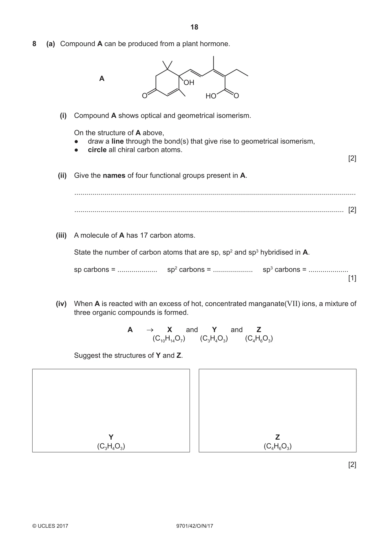 Cambridge A Level Chemistry 9701 2017 Oct/Nov Paper 4 · Variant 2 question paper, page 18 of 20