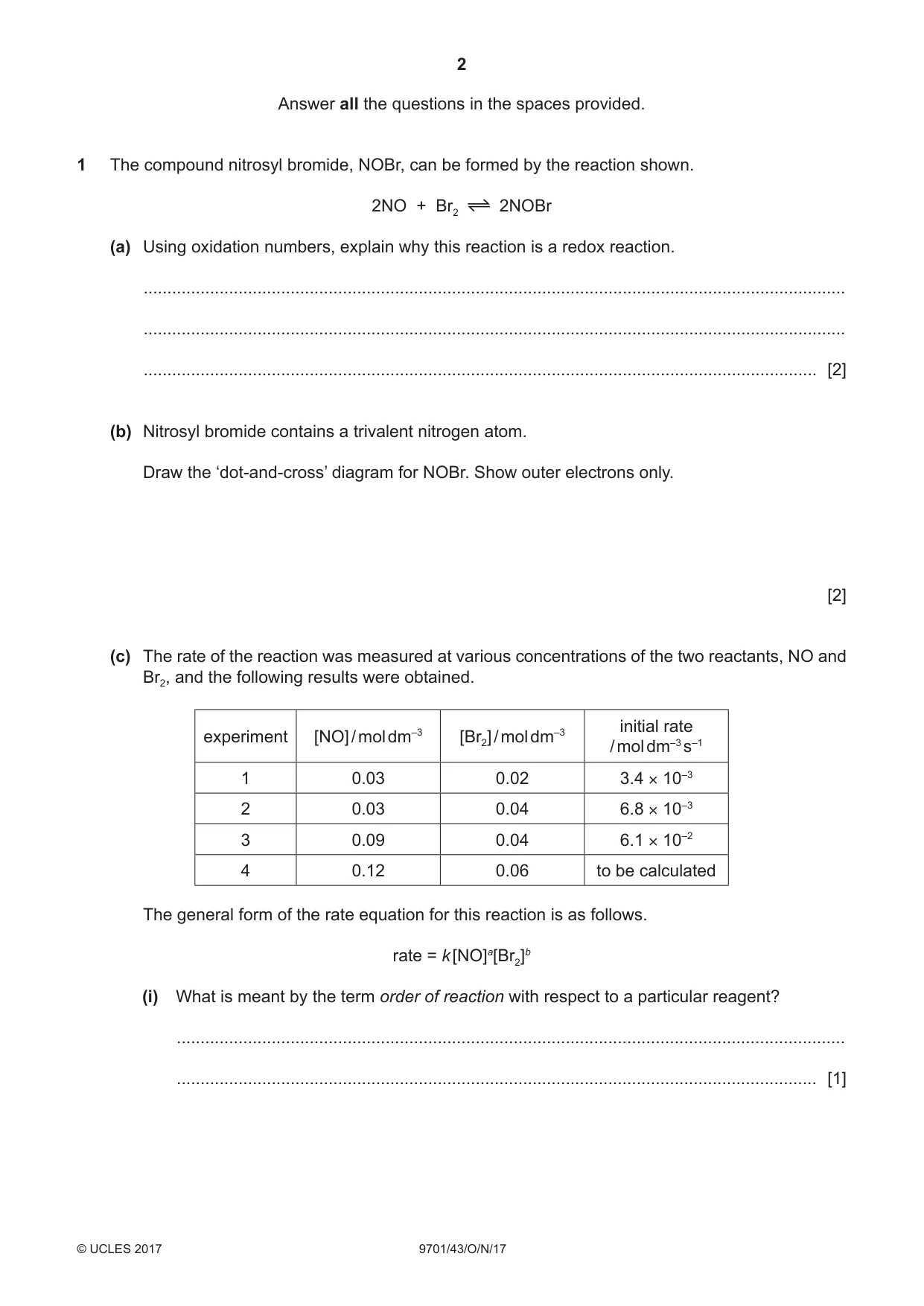 Cambridge A Level Chemistry 9701 2017 Oct/Nov Paper 4 · Variant 3 question paper, page 2 of 20