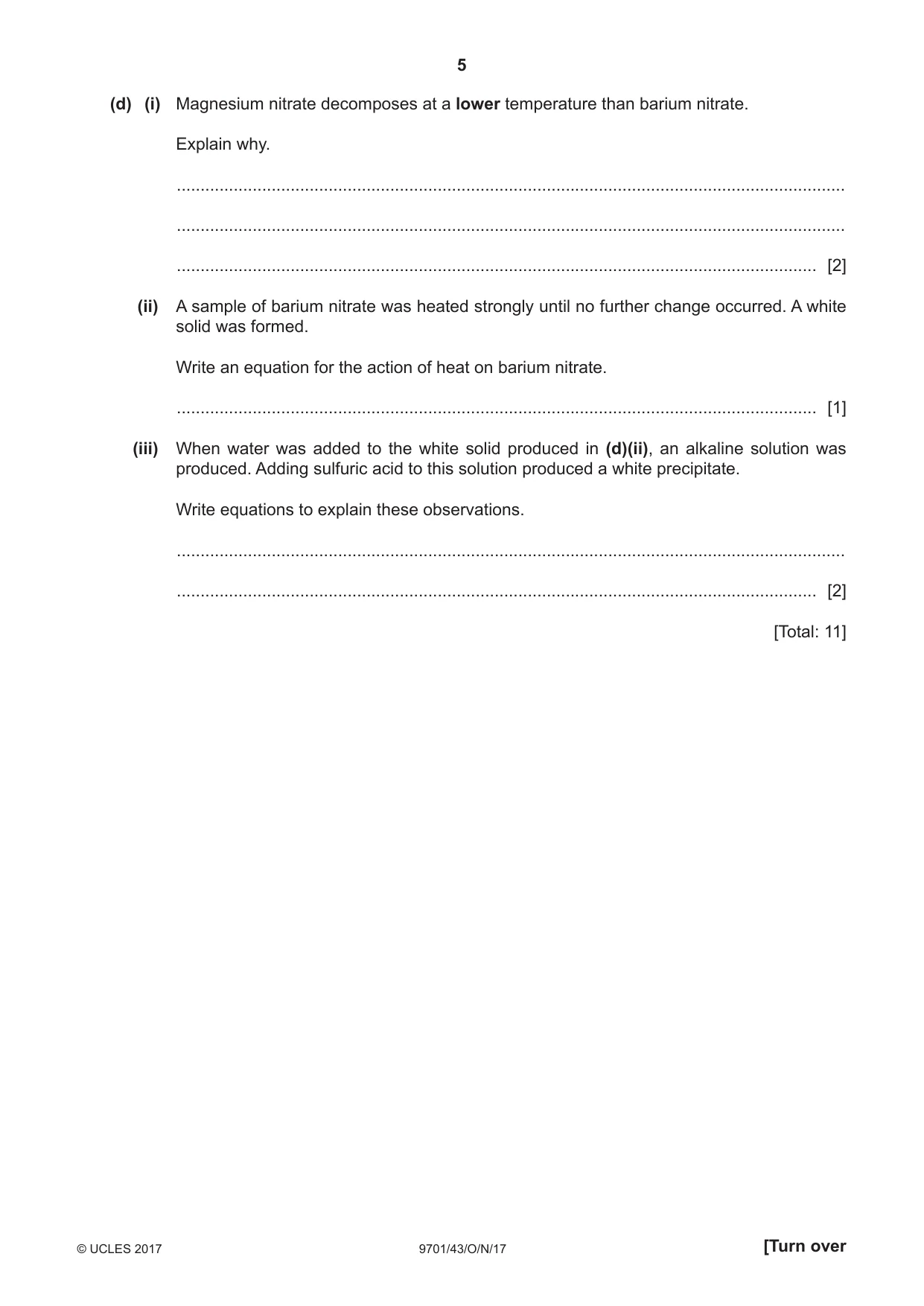 Cambridge A Level Chemistry 9701 2017 Oct/Nov Paper 4 · Variant 3 question paper, page 5 of 20