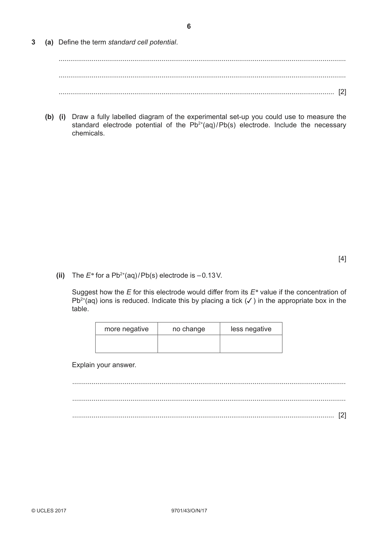Cambridge A Level Chemistry 9701 2017 Oct/Nov Paper 4 · Variant 3 question paper, page 6 of 20
