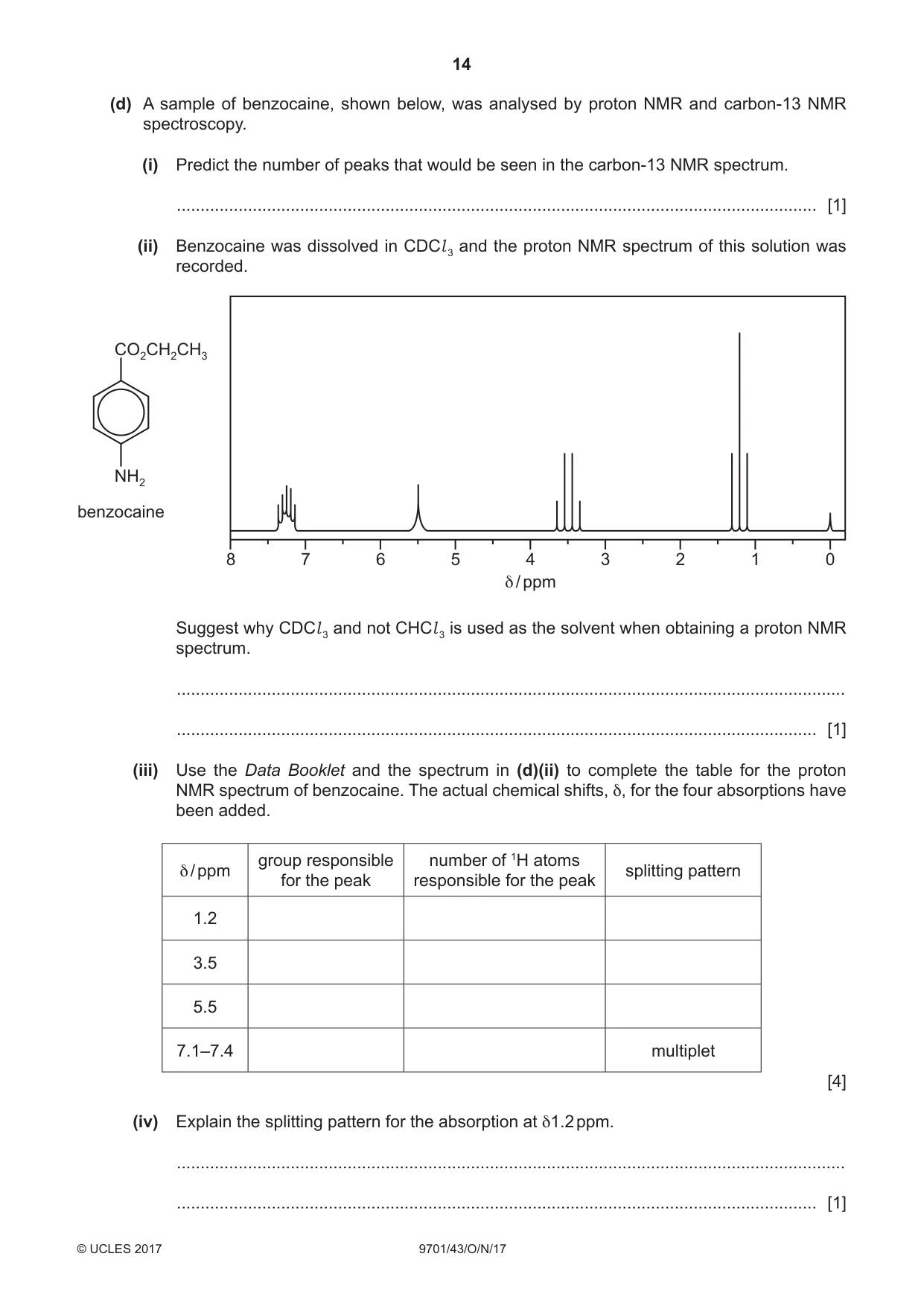 Cambridge A Level Chemistry 9701 2017 Oct/Nov Paper 4 · Variant 3 question paper, page 14 of 20