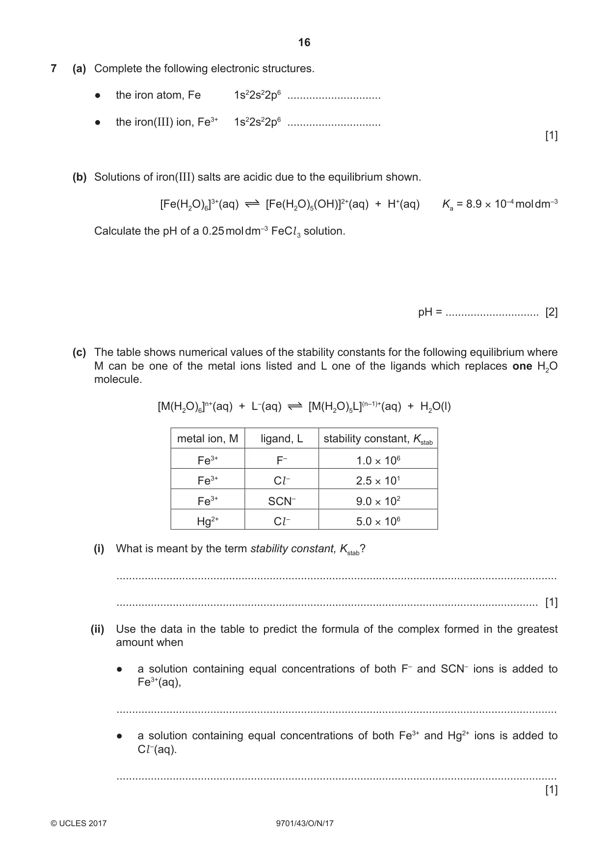 Cambridge A Level Chemistry 9701 2017 Oct/Nov Paper 4 · Variant 3 question paper, page 16 of 20