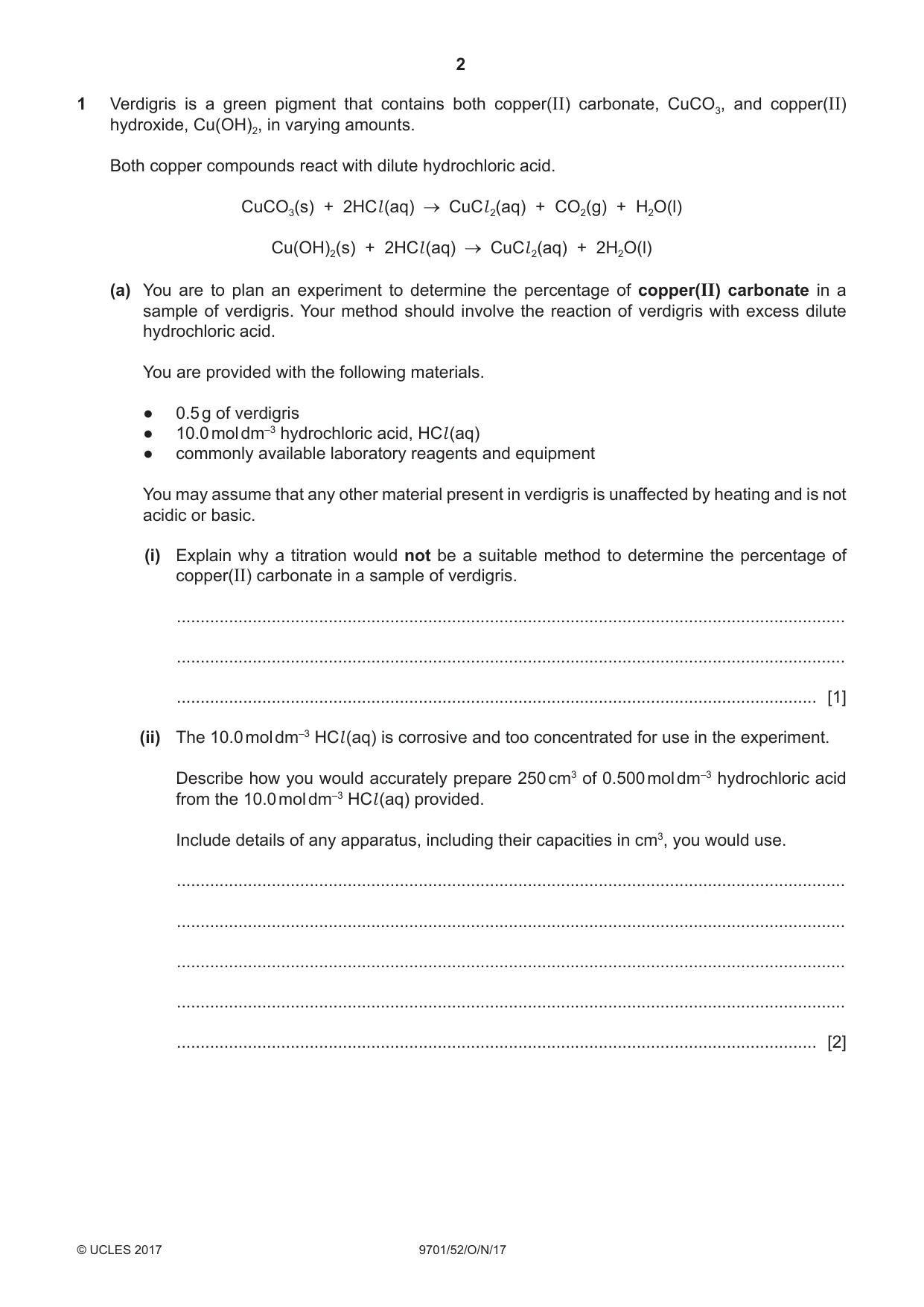 Cambridge A Level Chemistry 9701 2017 Oct/Nov Paper 5 · Variant 2 question paper, page 2 of 12