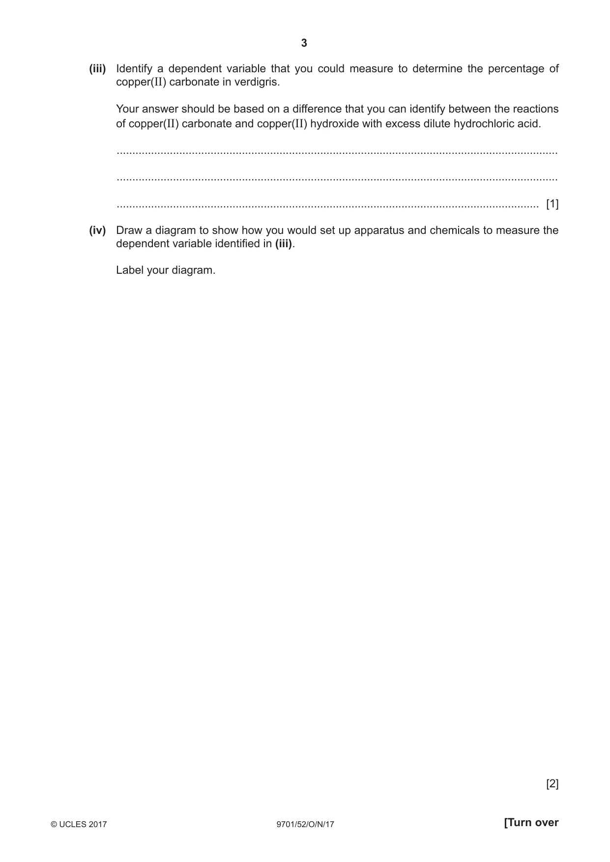 Cambridge A Level Chemistry 9701 2017 Oct/Nov Paper 5 · Variant 2 question paper, page 3 of 12