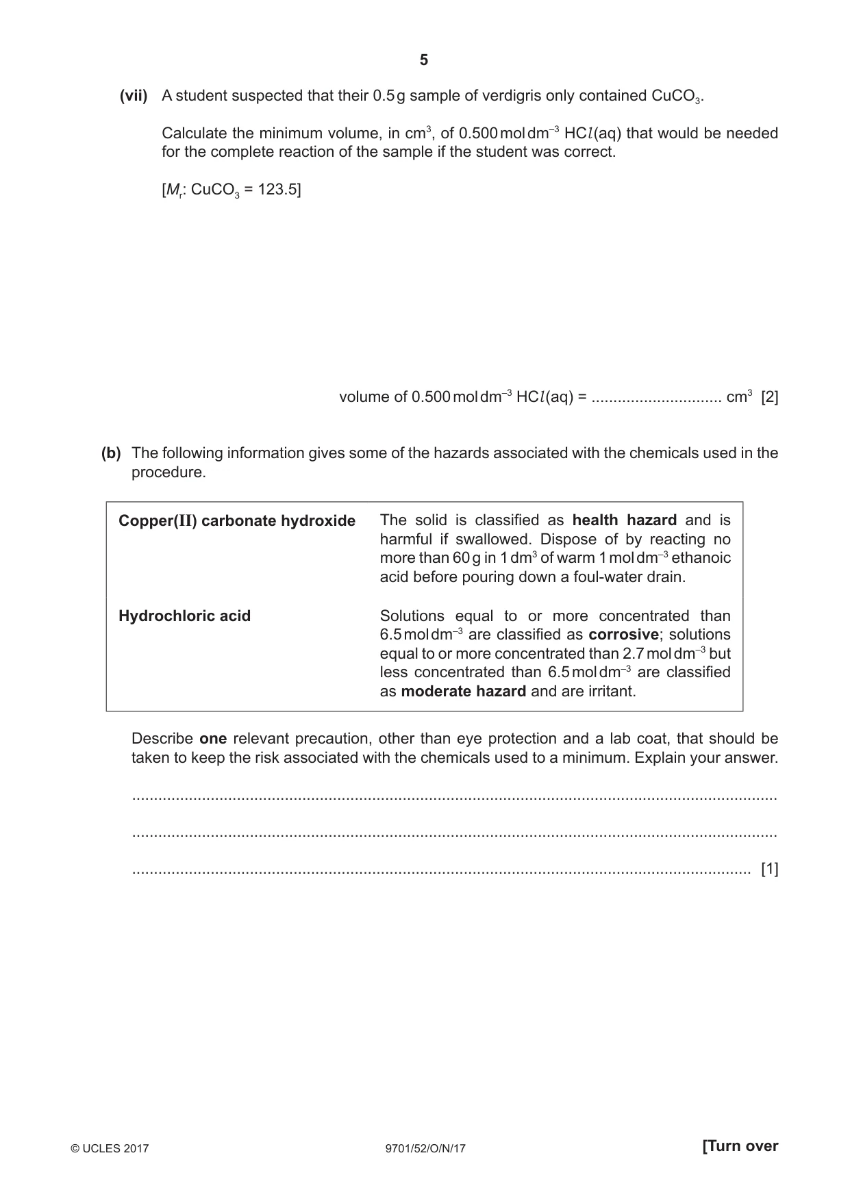 Cambridge A Level Chemistry 9701 2017 Oct/Nov Paper 5 · Variant 2 question paper, page 5 of 12