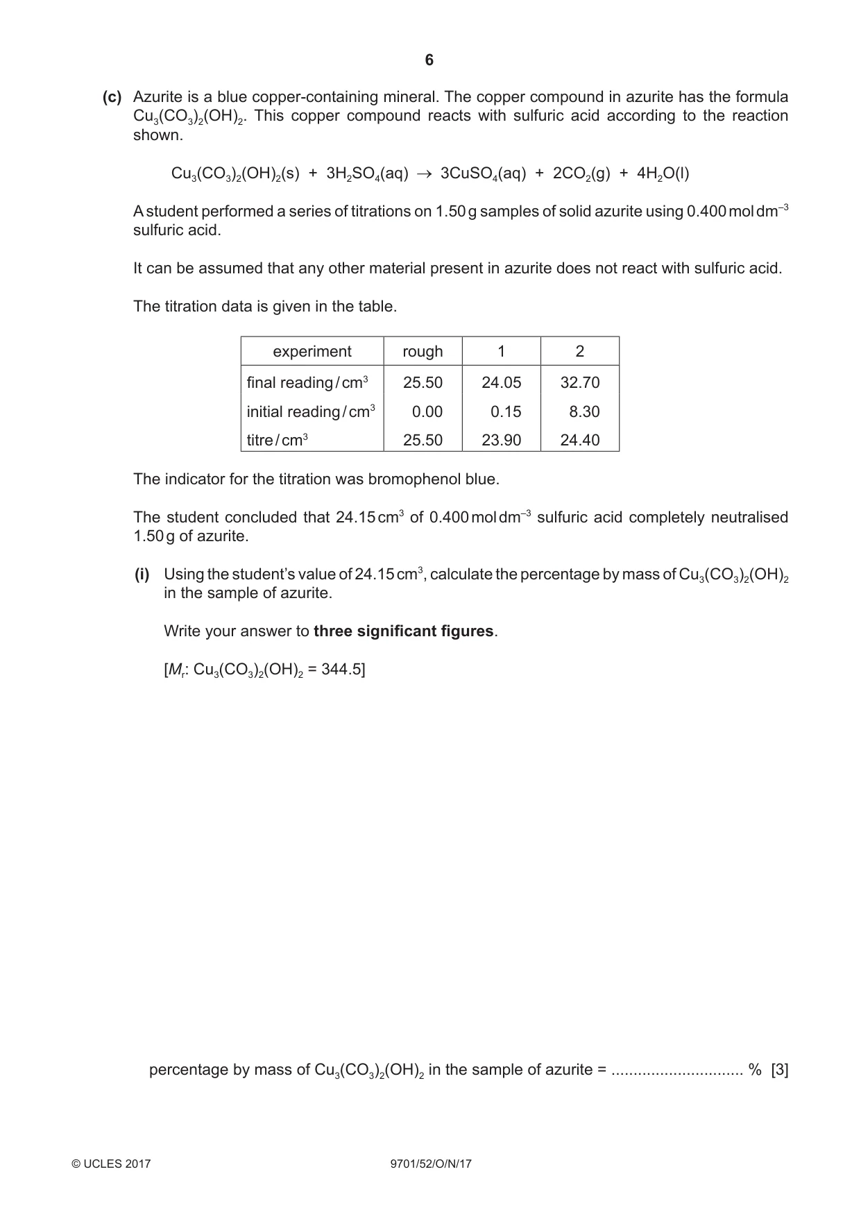 Cambridge A Level Chemistry 9701 2017 Oct/Nov Paper 5 · Variant 2 question paper, page 6 of 12
