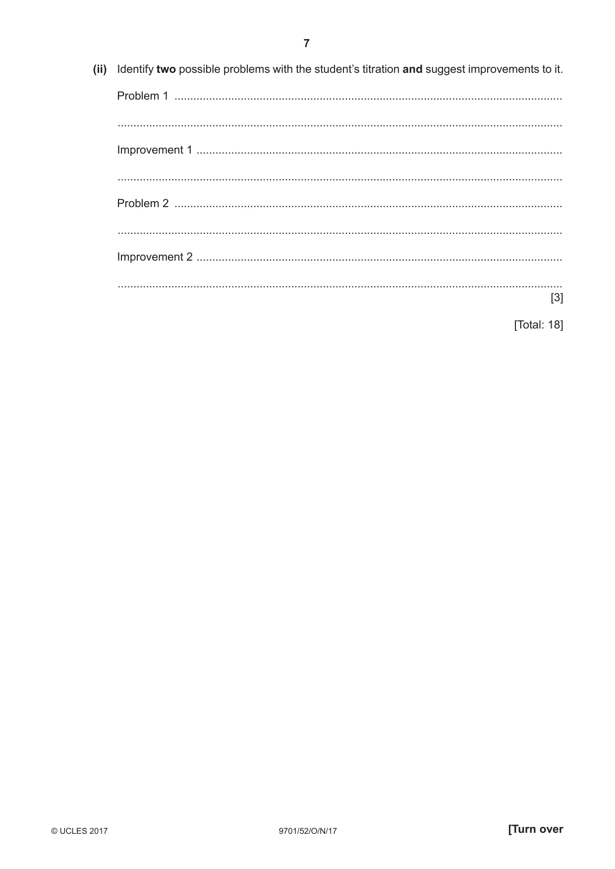 Cambridge A Level Chemistry 9701 2017 Oct/Nov Paper 5 · Variant 2 question paper, page 7 of 12
