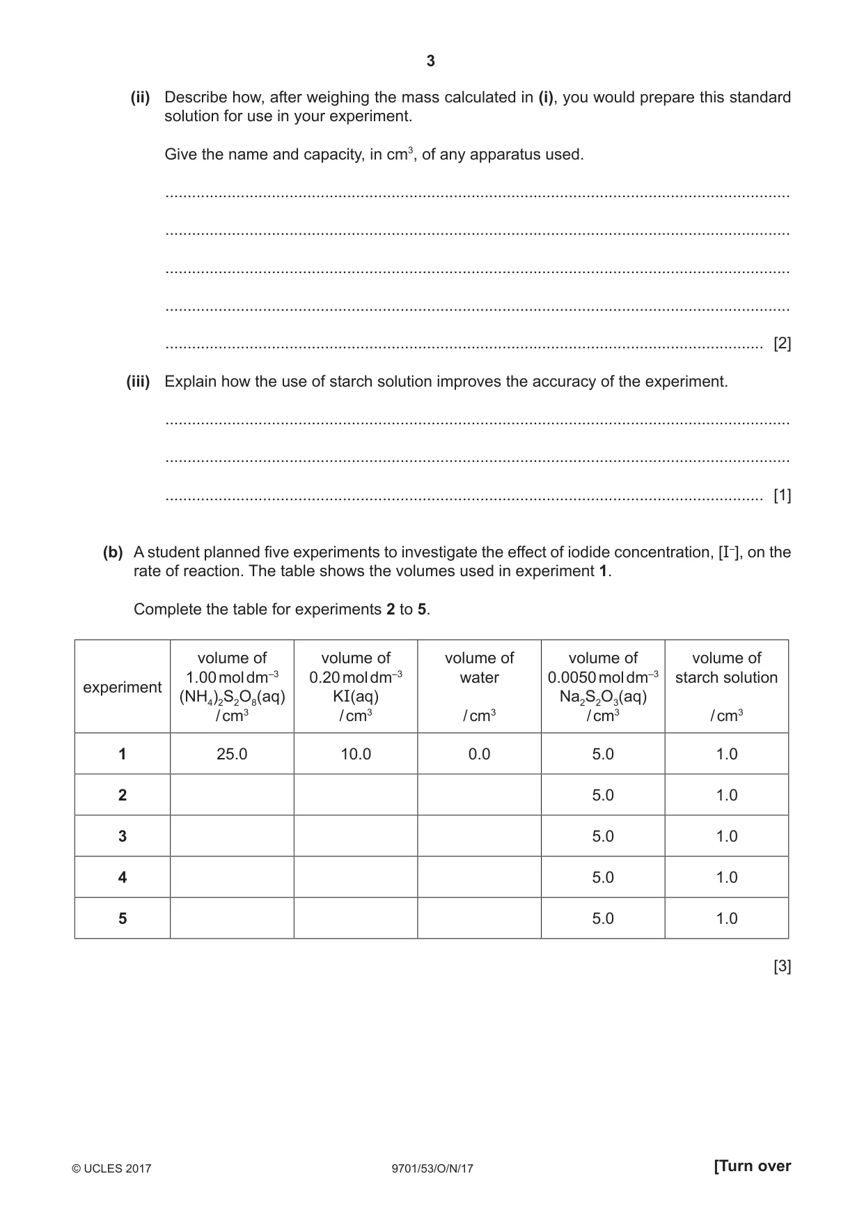 Cambridge A Level Chemistry 9701 2017 Oct/Nov Paper 5 · Variant 3 question paper, page 3 of 12