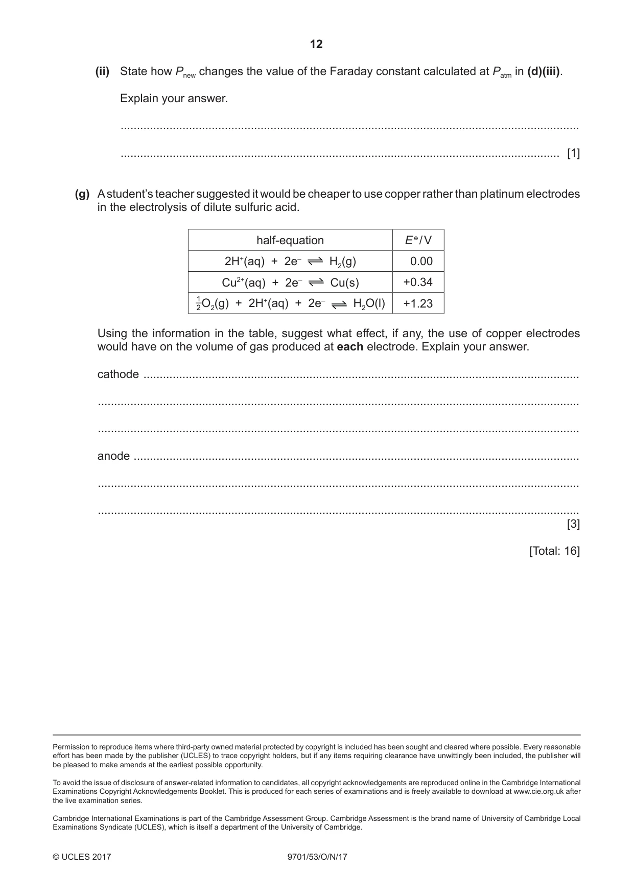 Cambridge A Level Chemistry 9701 2017 Oct/Nov Paper 5 · Variant 3 question paper, page 12 of 12