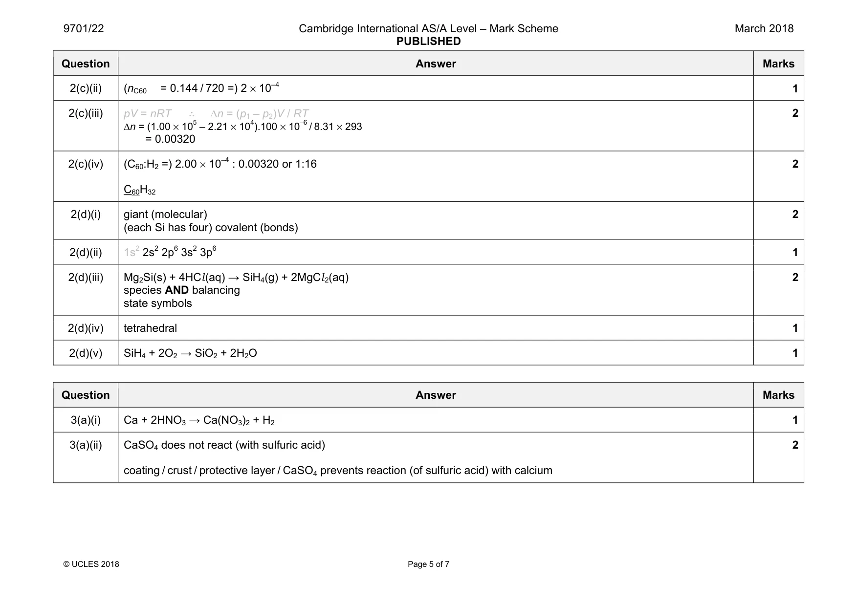 Mark scheme, page 5 of 7