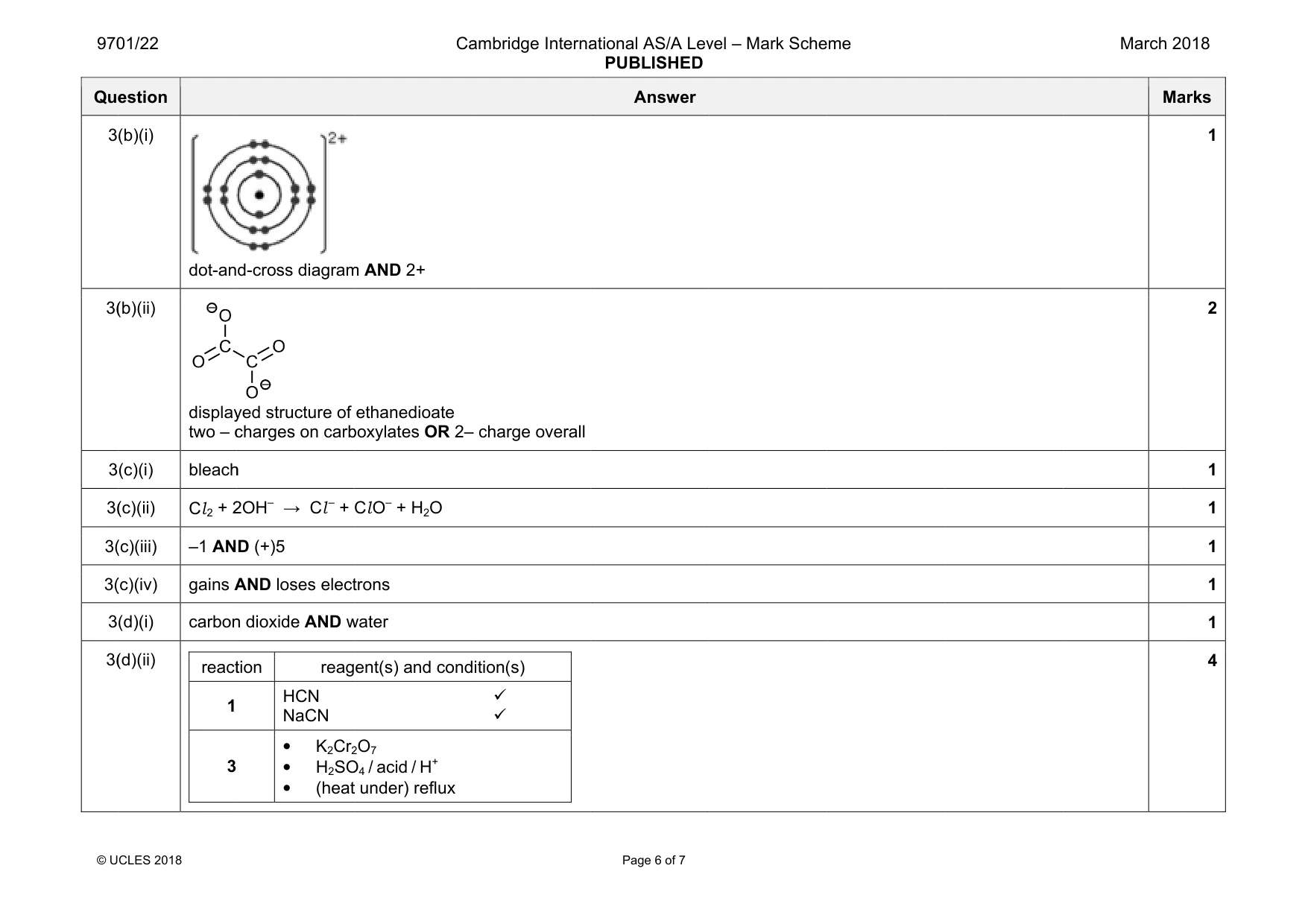 Mark scheme, page 6 of 7