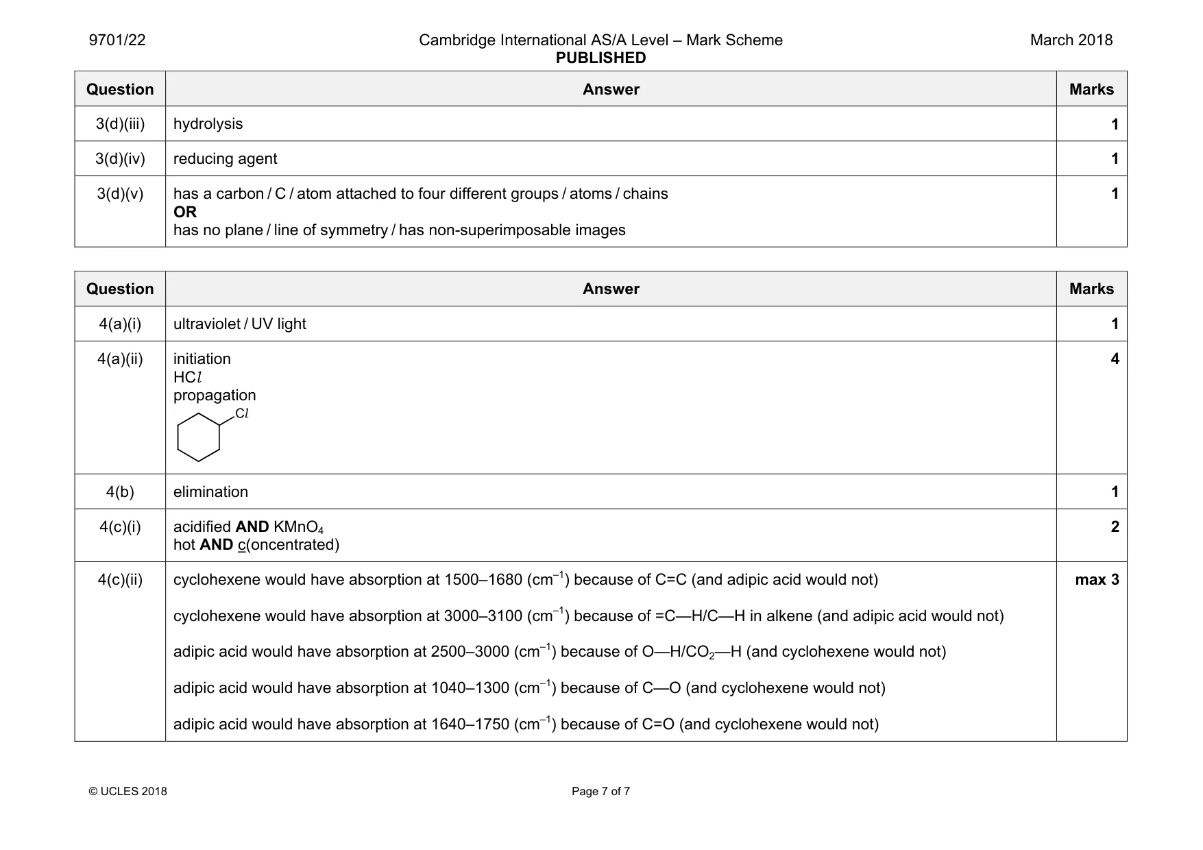 Mark scheme, page 7 of 7