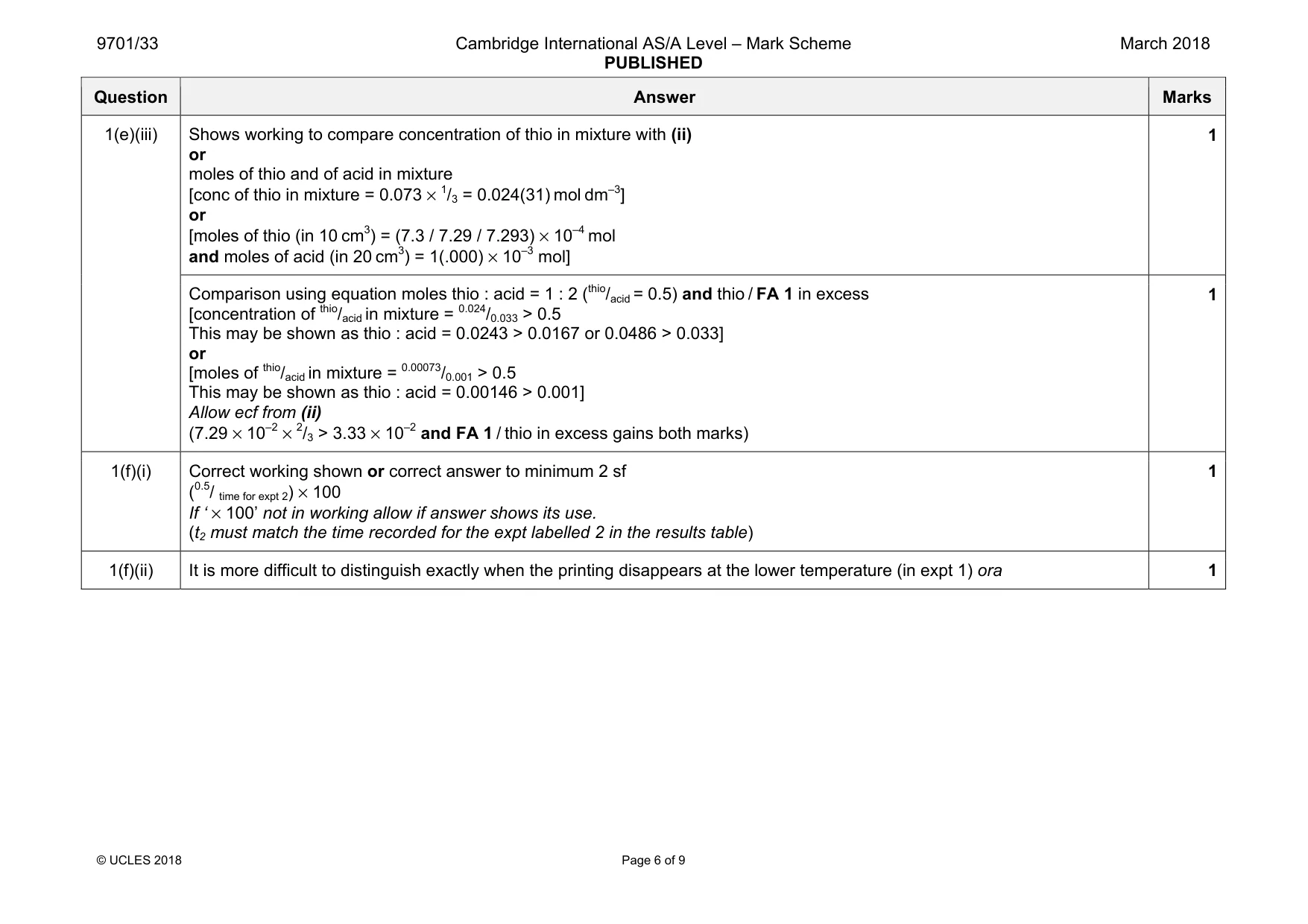 Mark scheme, page 6 of 9