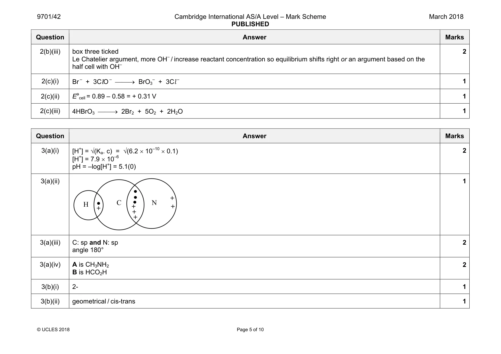 Mark scheme, page 5 of 10