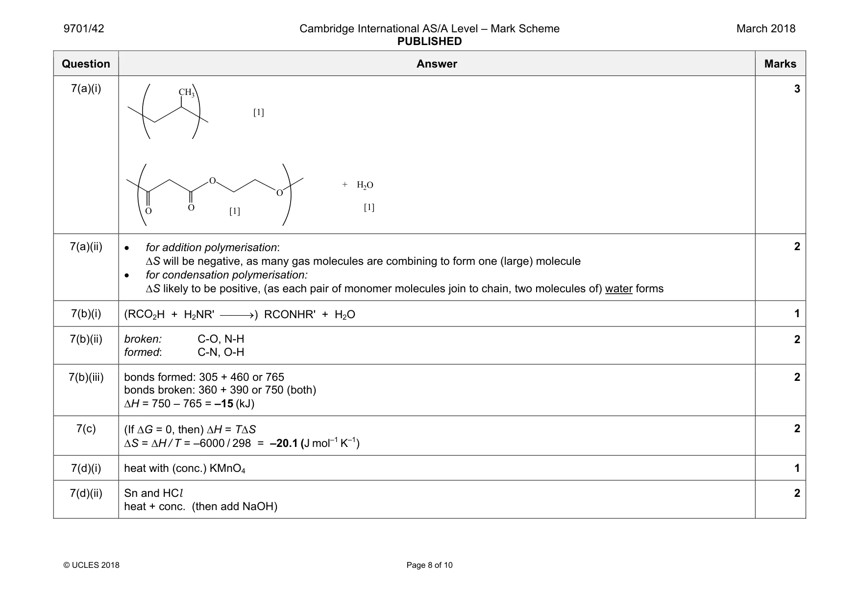 Mark scheme, page 8 of 10