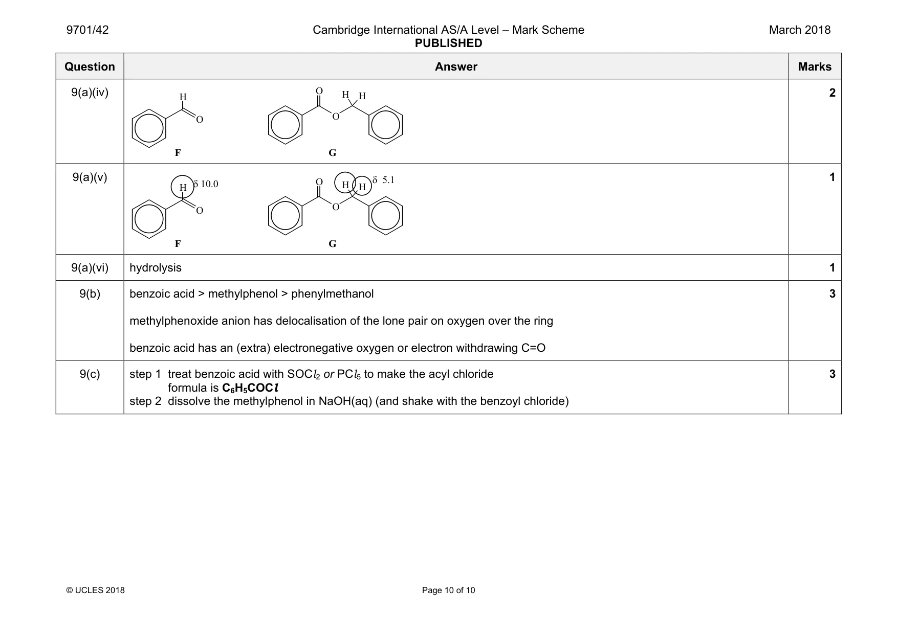 Mark scheme, page 10 of 10
