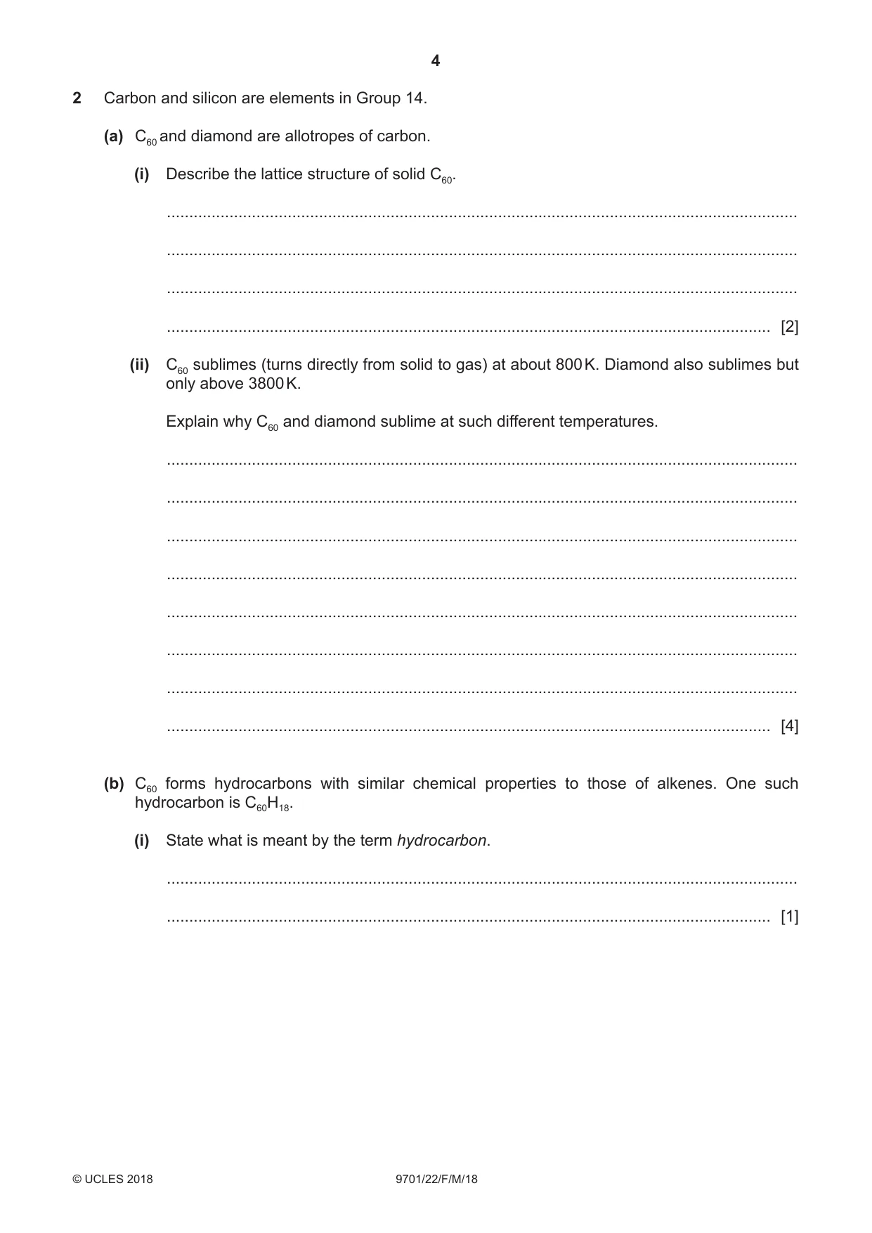 Cambridge A Level Chemistry 9701 2018 Feb/March Paper 2 · Variant 2 question paper, page 4 of 12