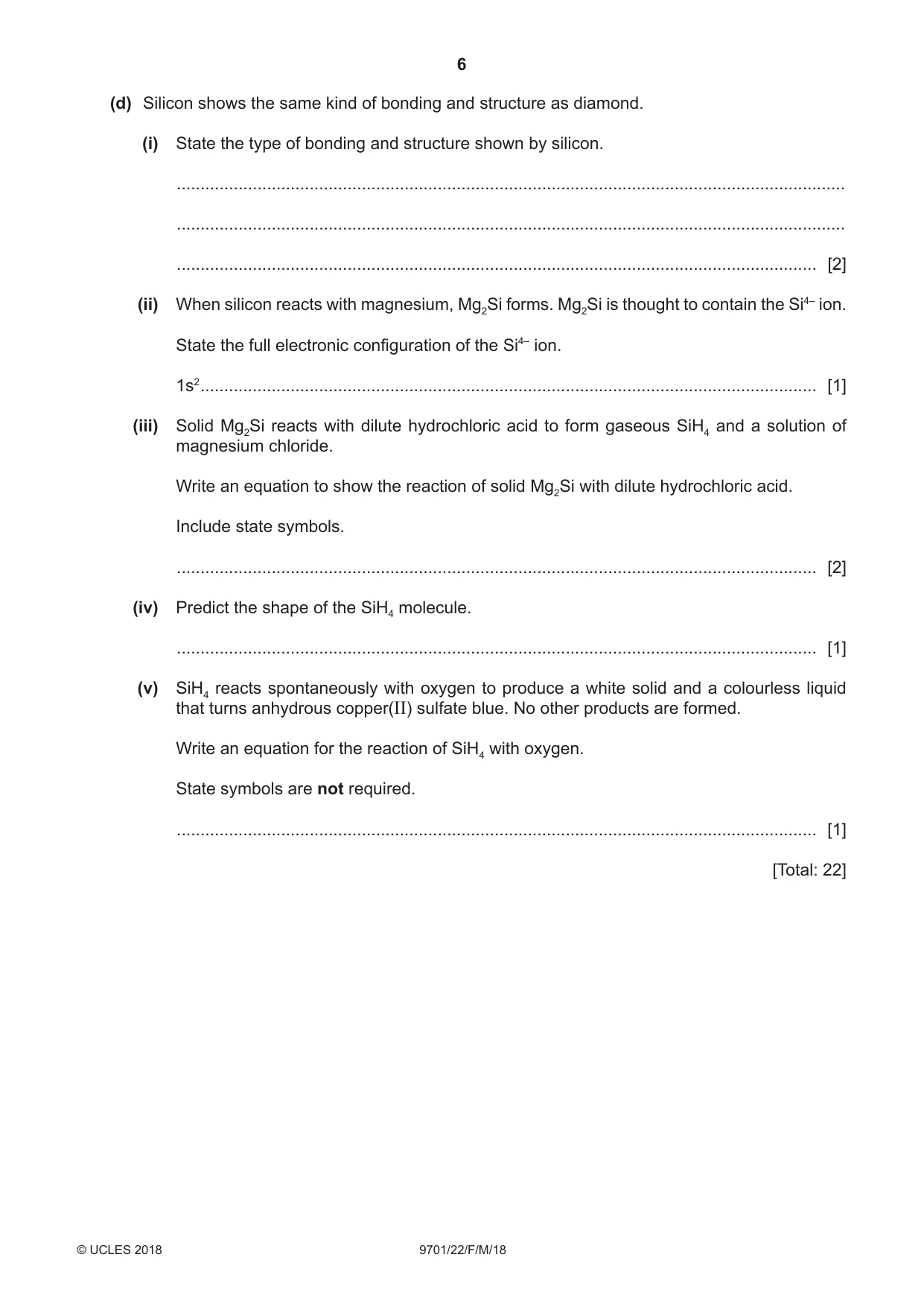 Cambridge A Level Chemistry 9701 2018 Feb/March Paper 2 · Variant 2 question paper, page 6 of 12