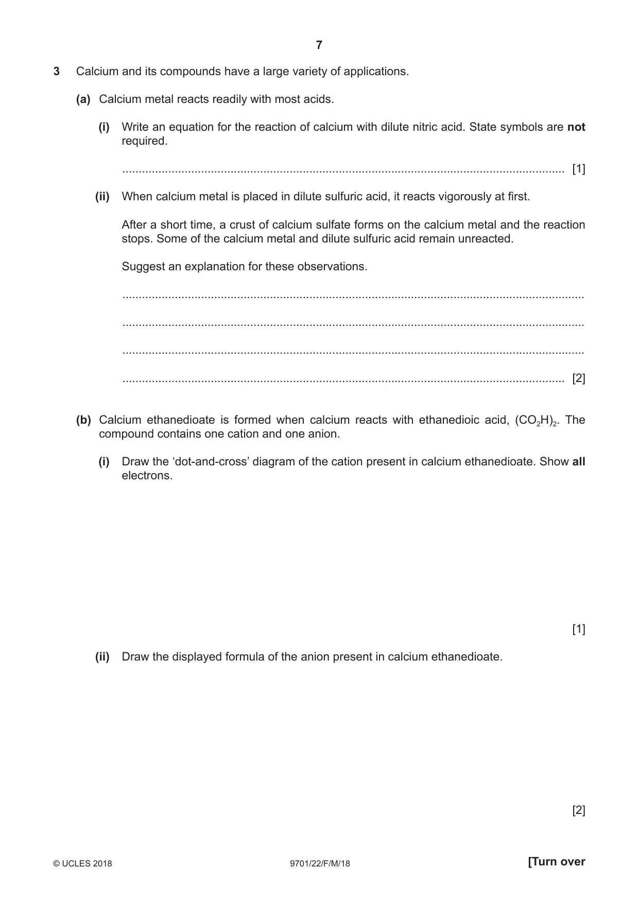 Cambridge A Level Chemistry 9701 2018 Feb/March Paper 2 · Variant 2 question paper, page 7 of 12