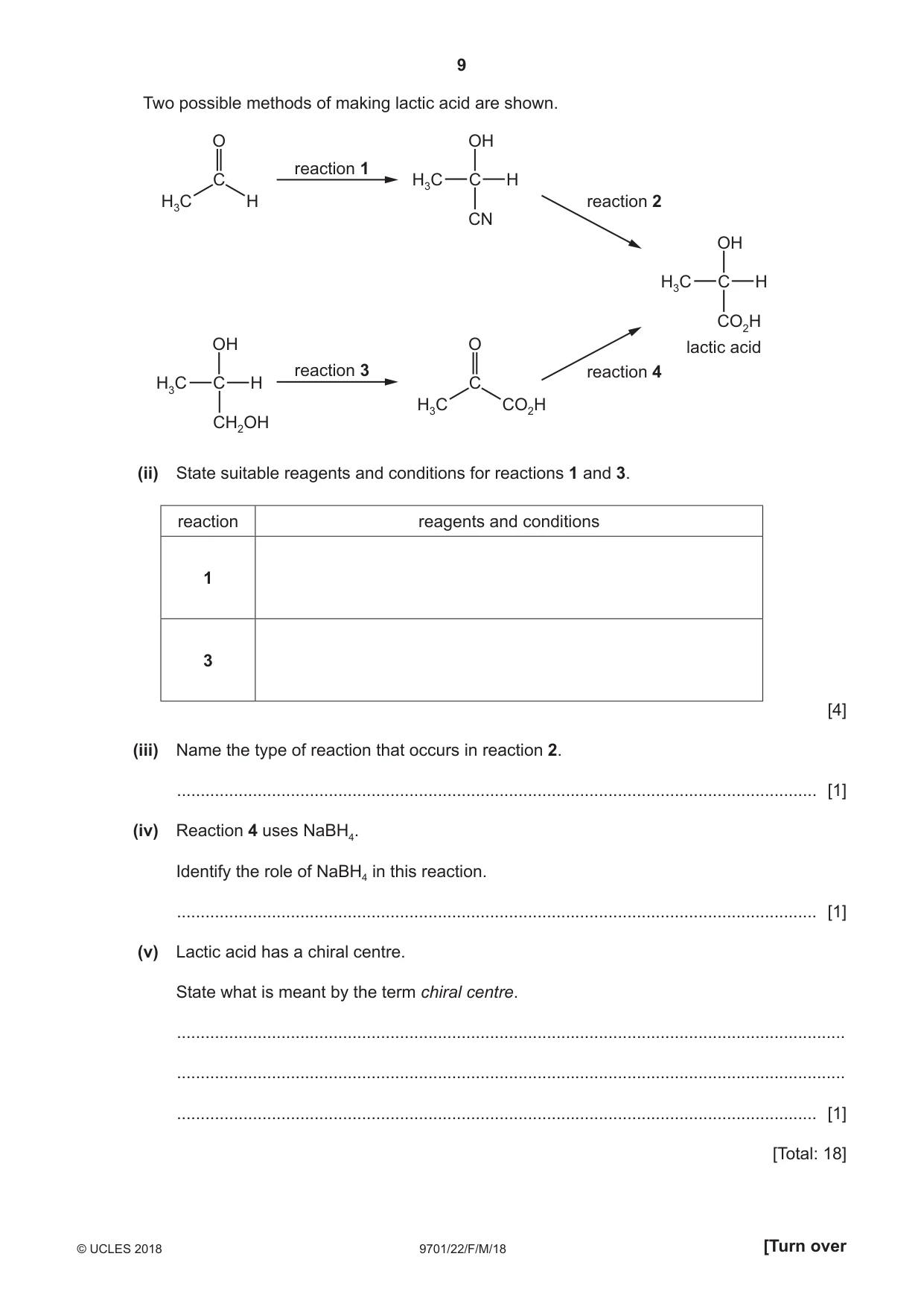 Cambridge A Level Chemistry 9701 2018 Feb/March Paper 2 · Variant 2 question paper, page 9 of 12