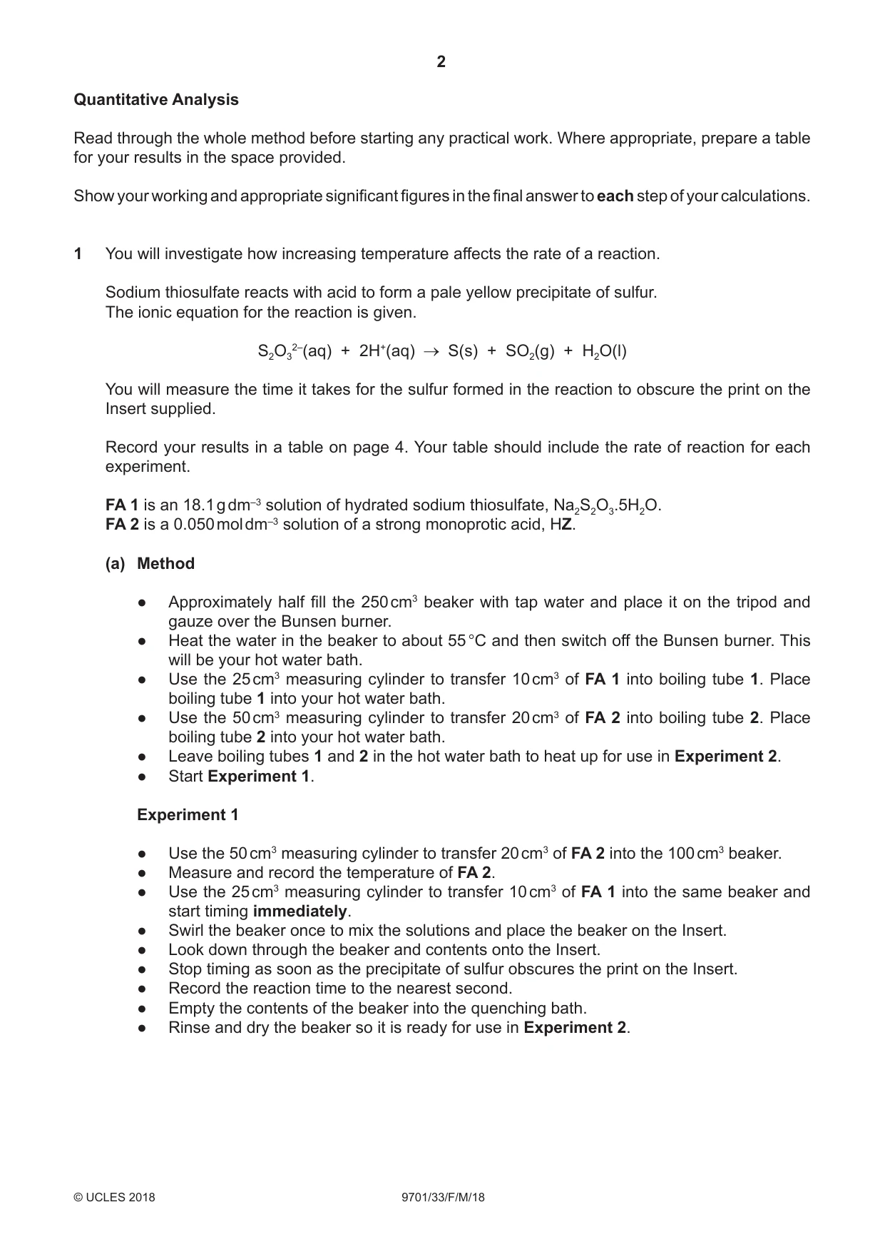 Cambridge A Level Chemistry 9701 2018 Feb/March Paper 3 · Variant 3 question paper, page 2 of 16