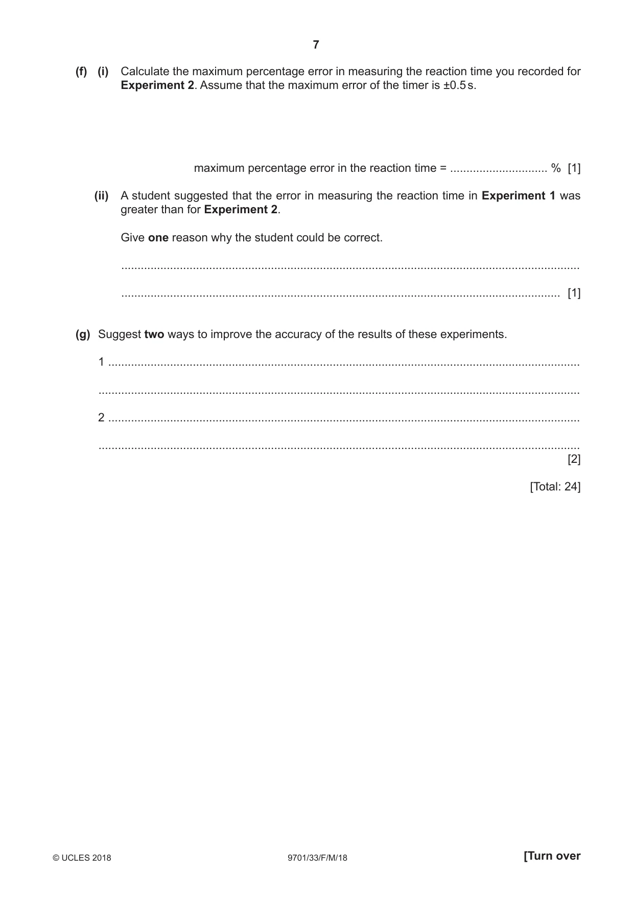 Cambridge A Level Chemistry 9701 2018 Feb/March Paper 3 · Variant 3 question paper, page 7 of 16