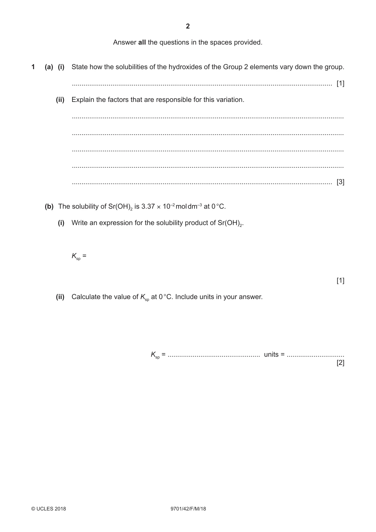 Cambridge A Level Chemistry 9701 2018 Feb/March Paper 4 · Variant 2 question paper, page 2 of 20