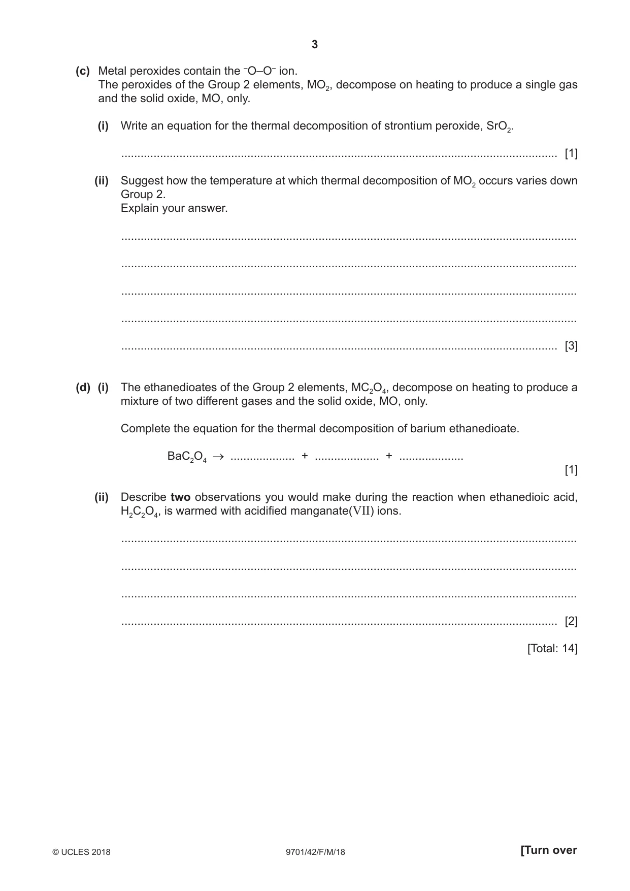 Cambridge A Level Chemistry 9701 2018 Feb/March Paper 4 · Variant 2 question paper, page 3 of 20