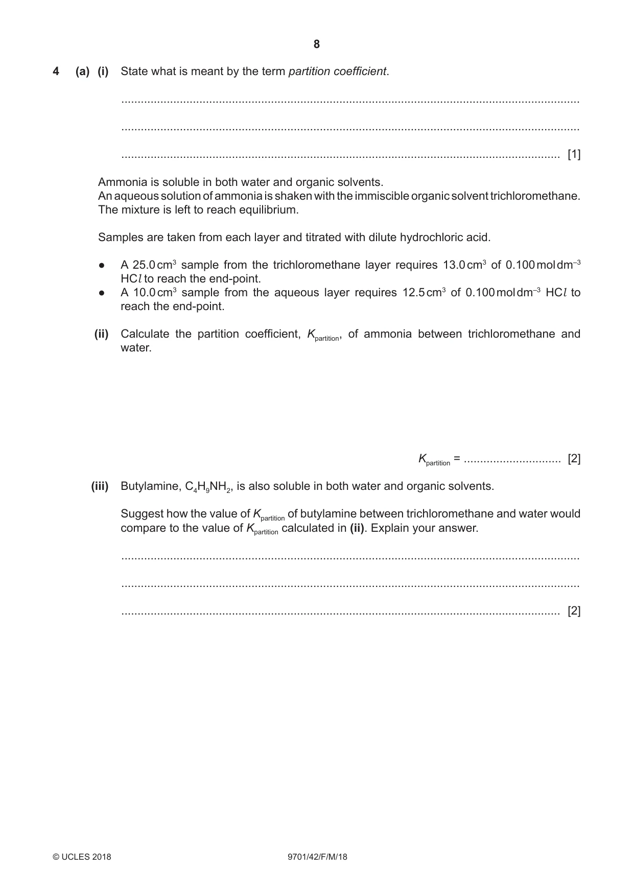 Cambridge A Level Chemistry 9701 2018 Feb/March Paper 4 · Variant 2 question paper, page 8 of 20