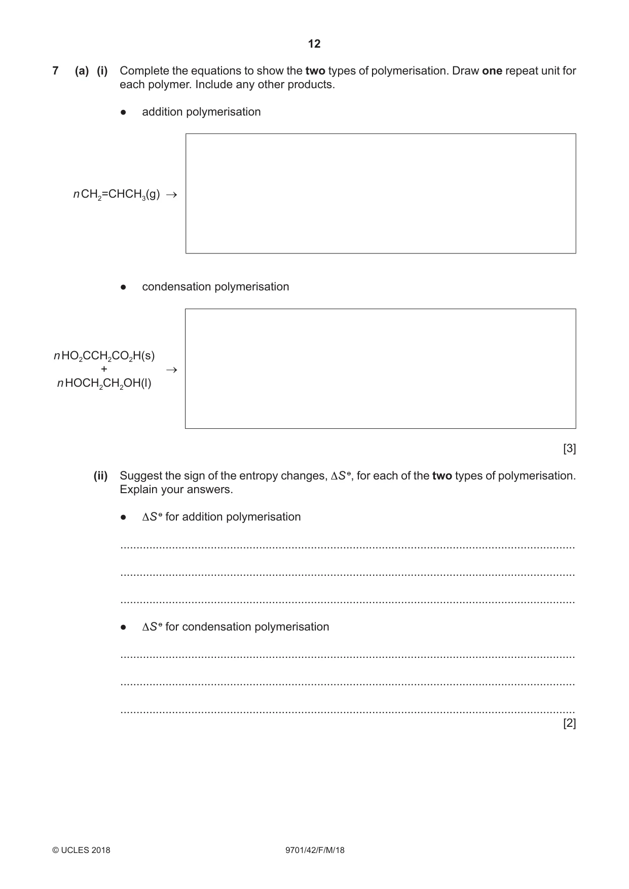 Cambridge A Level Chemistry 9701 2018 Feb/March Paper 4 · Variant 2 question paper, page 12 of 20