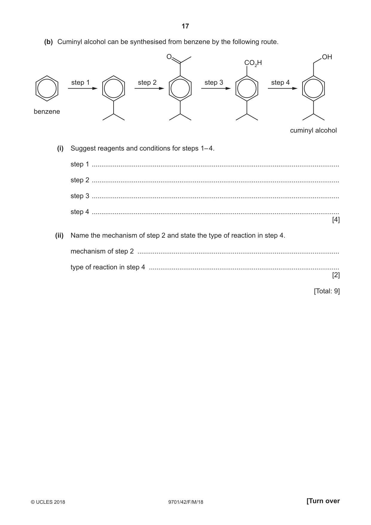 Cambridge A Level Chemistry 9701 2018 Feb/March Paper 4 · Variant 2 question paper, page 17 of 20