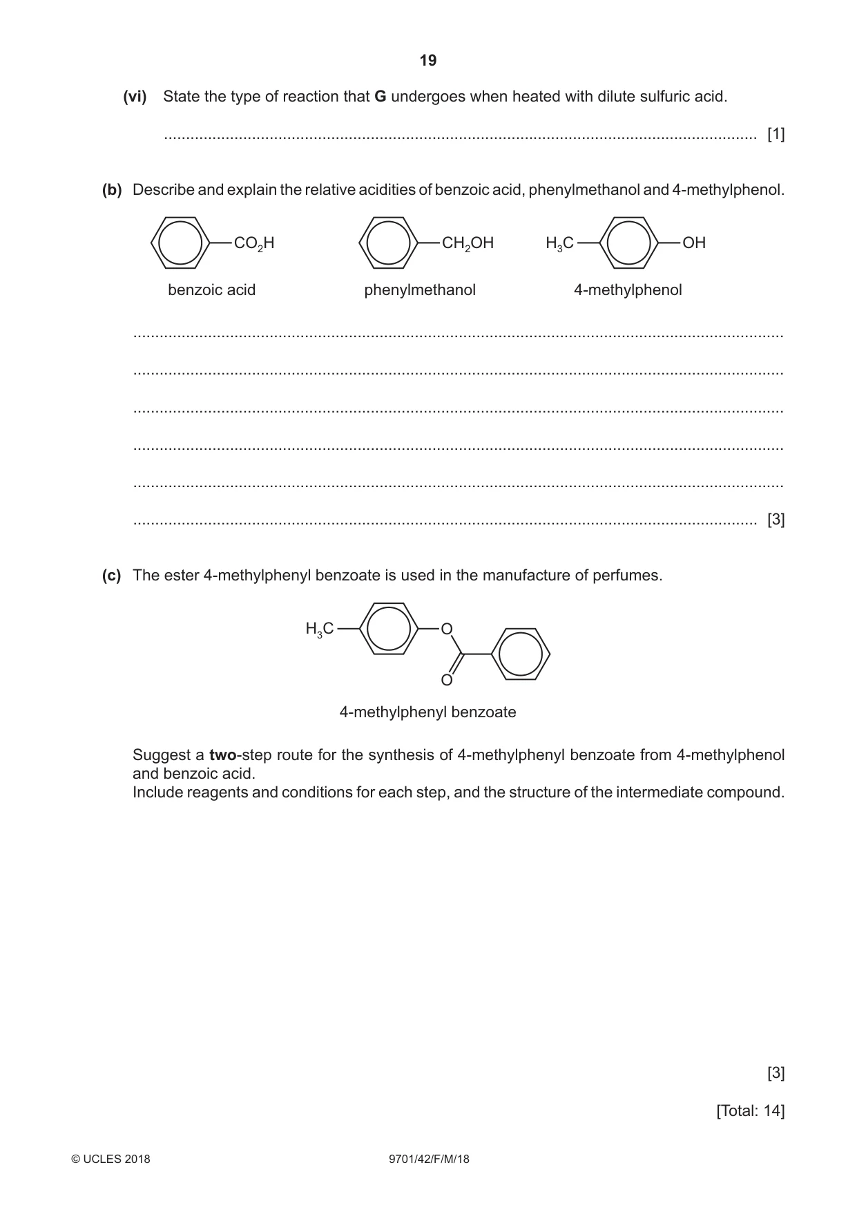 Cambridge A Level Chemistry 9701 2018 Feb/March Paper 4 · Variant 2 question paper, page 19 of 20