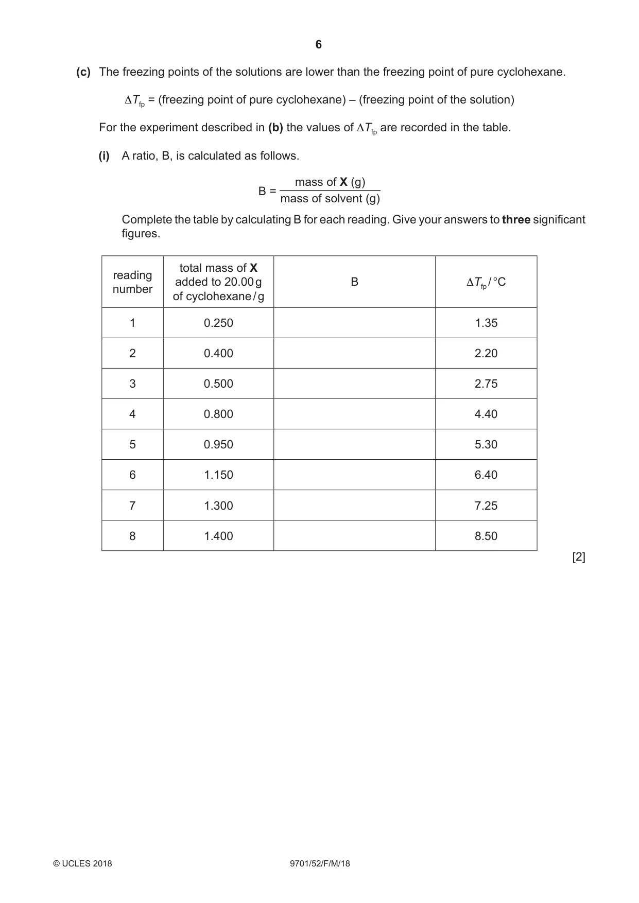 Cambridge A Level Chemistry 9701 2018 Feb/March Paper 5 · Variant 2 question paper, page 6 of 12
