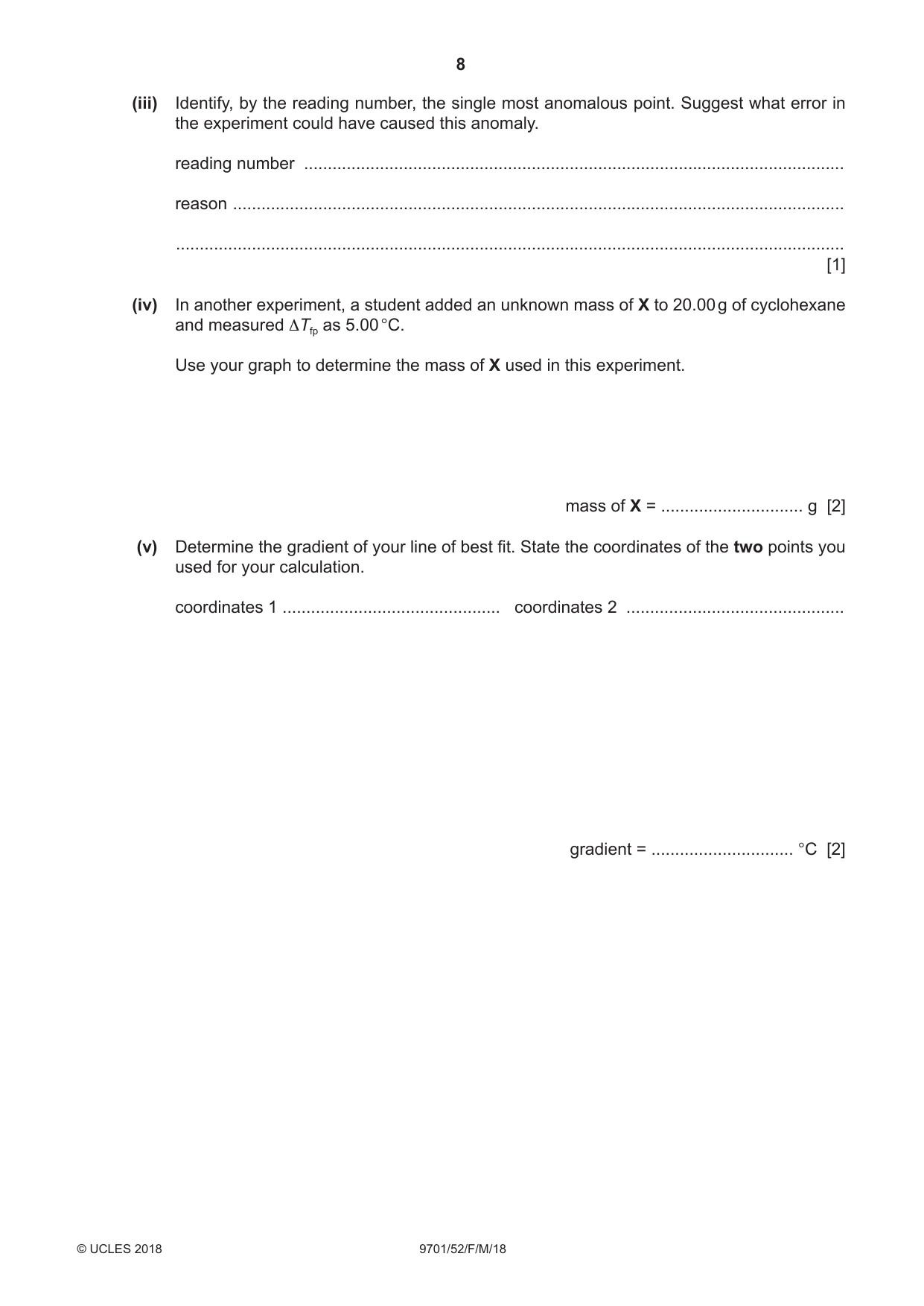 Cambridge A Level Chemistry 9701 2018 Feb/March Paper 5 · Variant 2 question paper, page 8 of 12