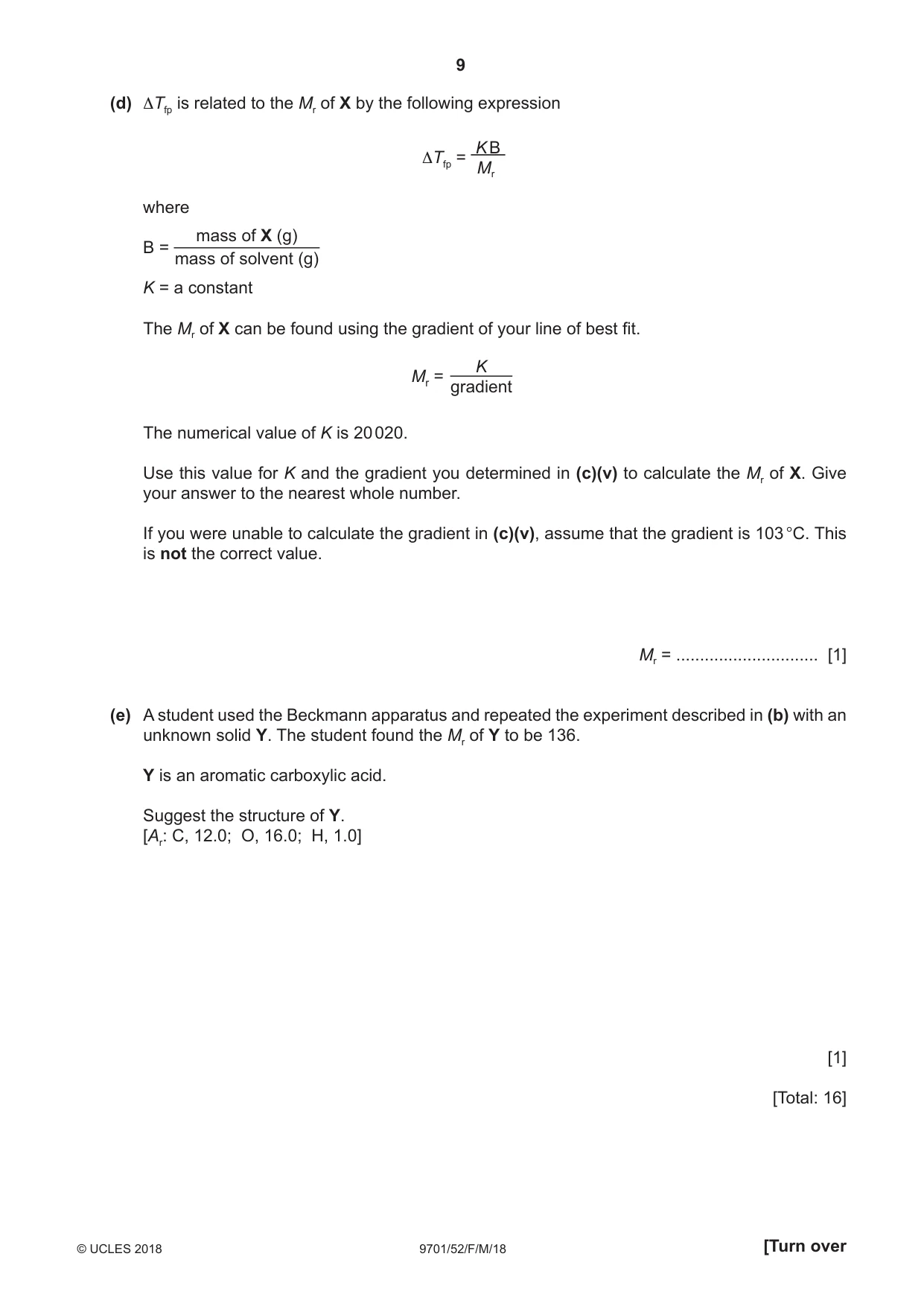 Cambridge A Level Chemistry 9701 2018 Feb/March Paper 5 · Variant 2 question paper, page 9 of 12
