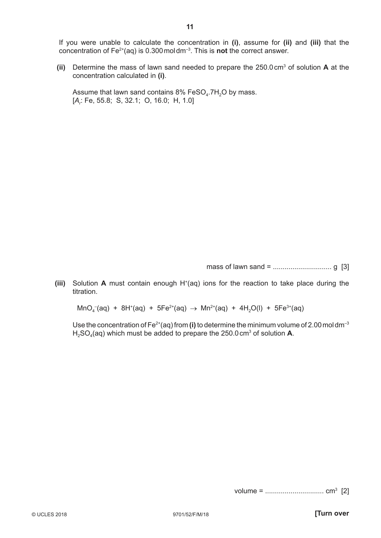 Cambridge A Level Chemistry 9701 2018 Feb/March Paper 5 · Variant 2 question paper, page 11 of 12