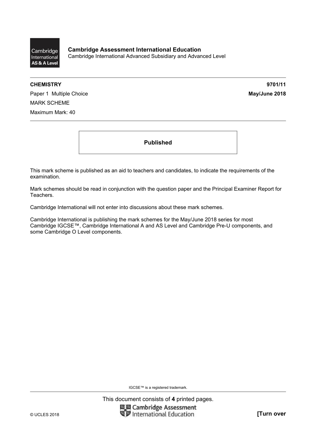 Mark scheme, page 1 of 4
