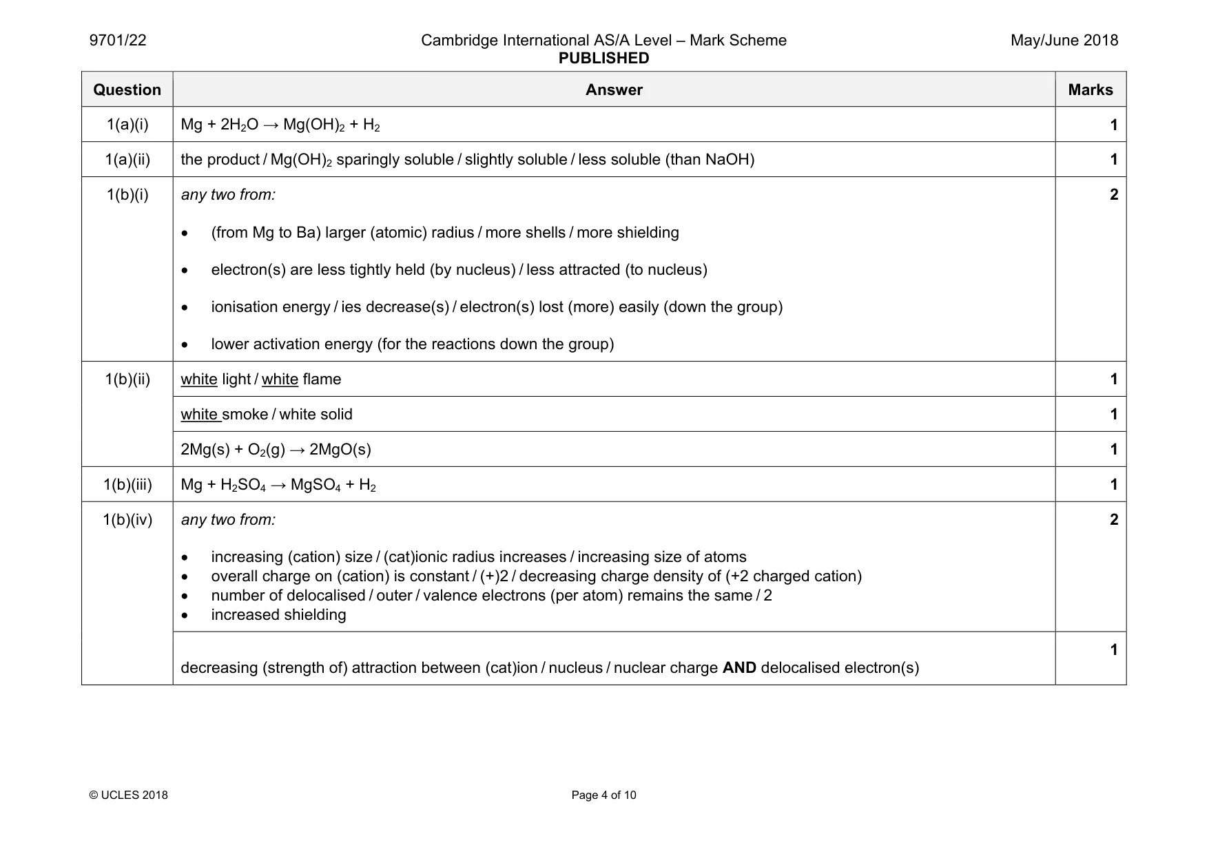 Mark scheme, page 4 of 10