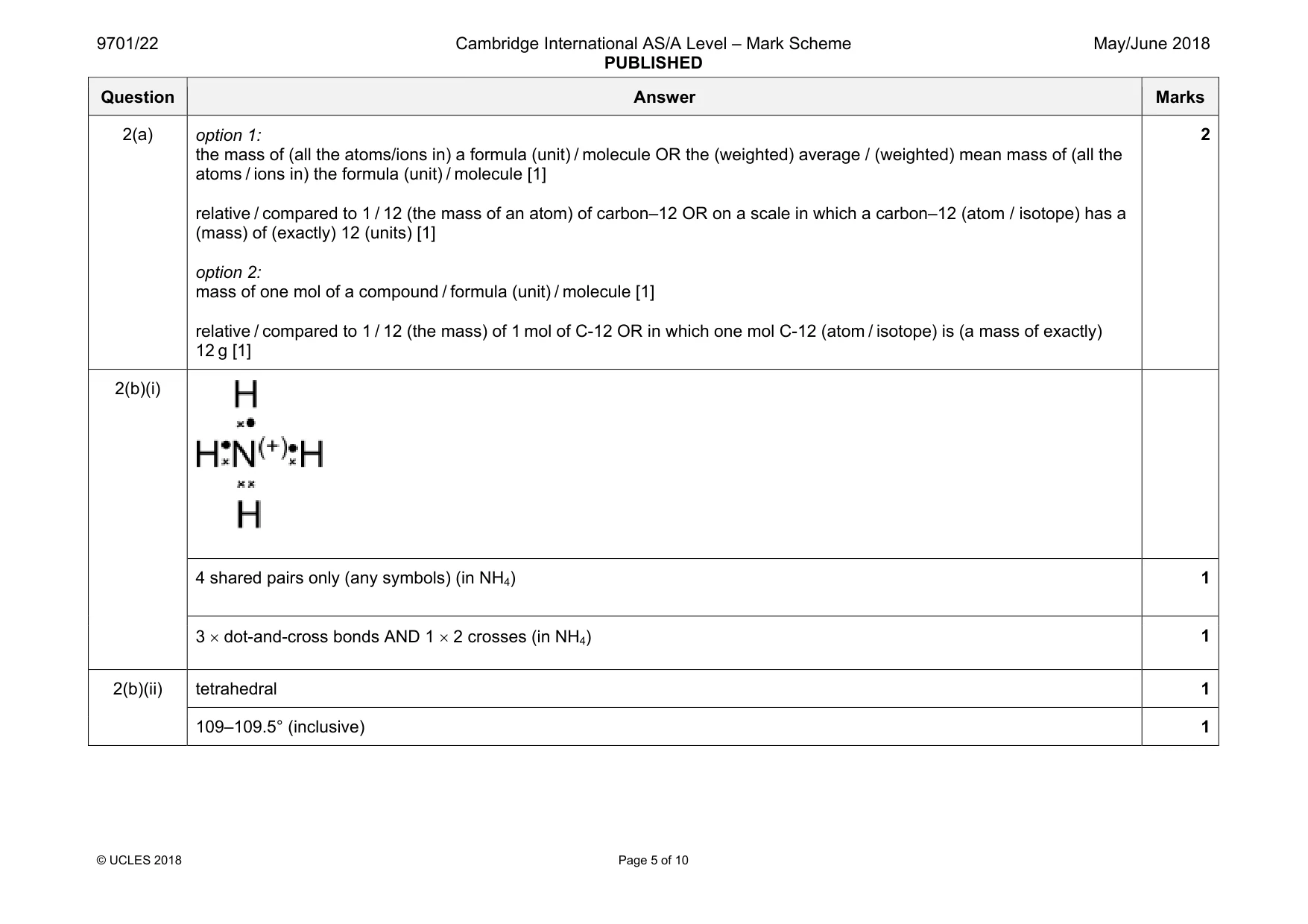 Mark scheme, page 5 of 10