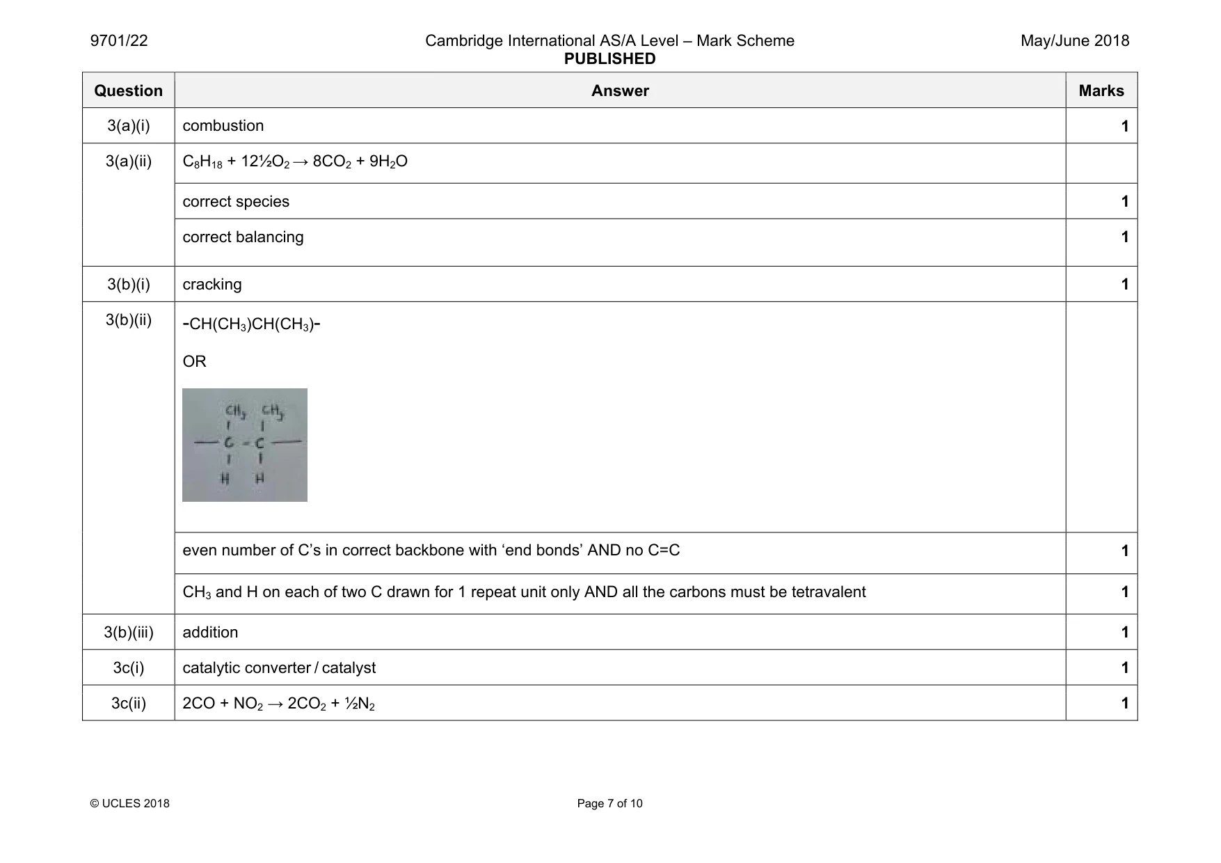 Mark scheme, page 7 of 10