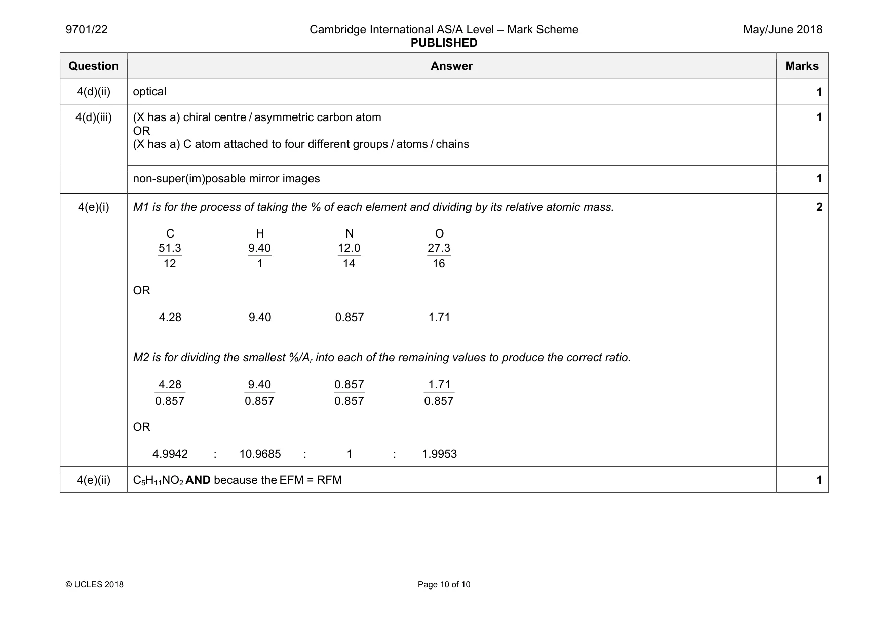 Mark scheme, page 10 of 10