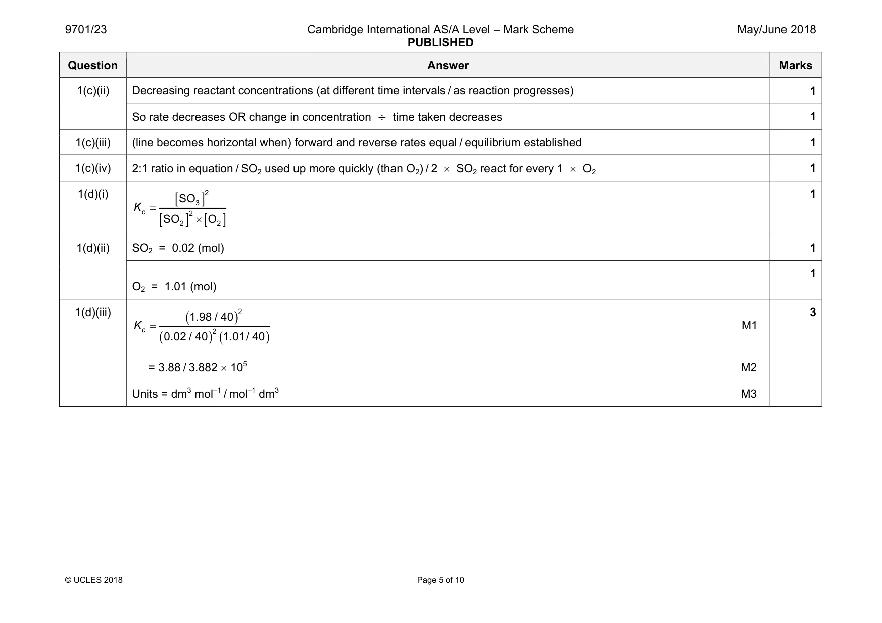Mark scheme, page 5 of 10