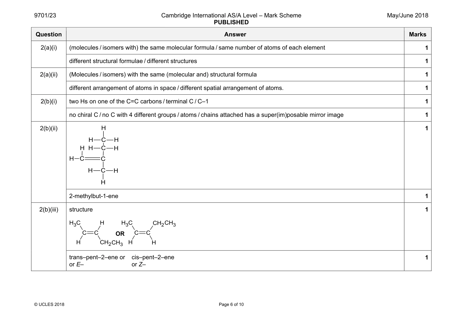 Mark scheme, page 6 of 10