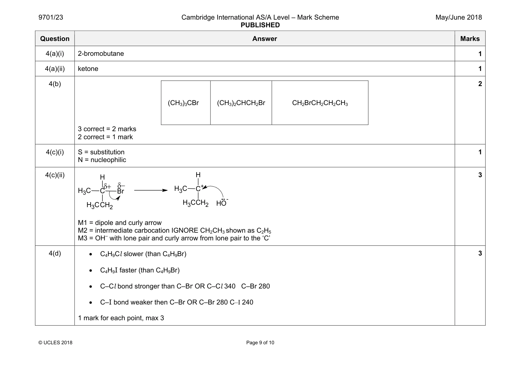Mark scheme, page 9 of 10