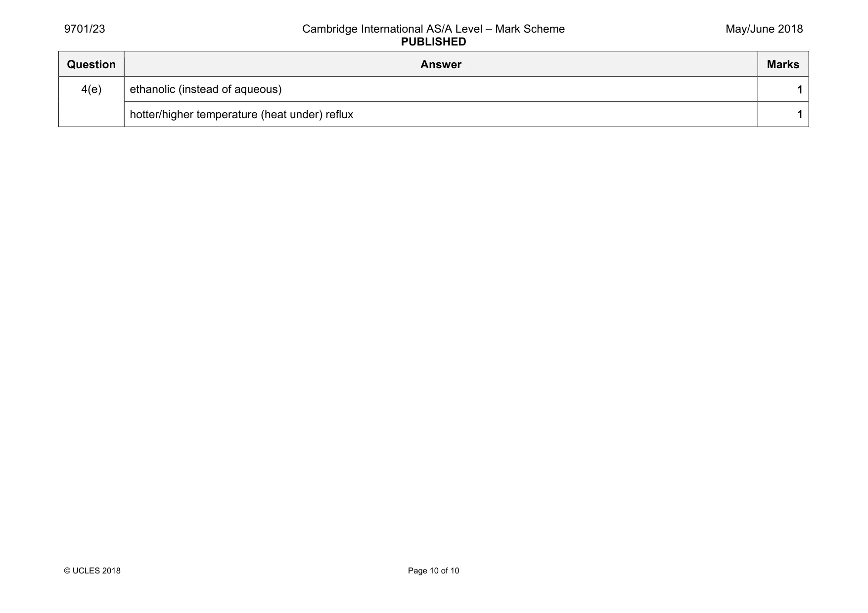 Mark scheme, page 10 of 10