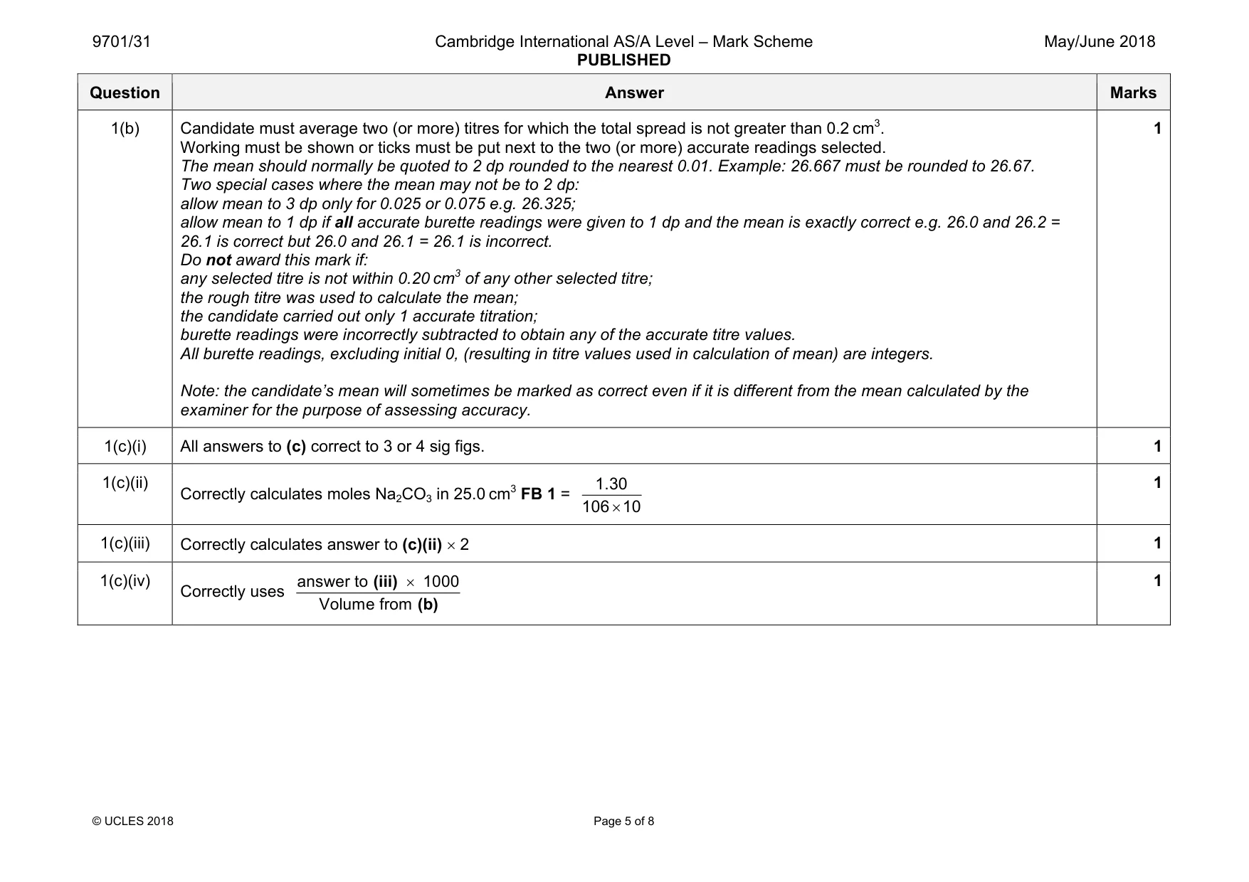 Mark scheme, page 5 of 8